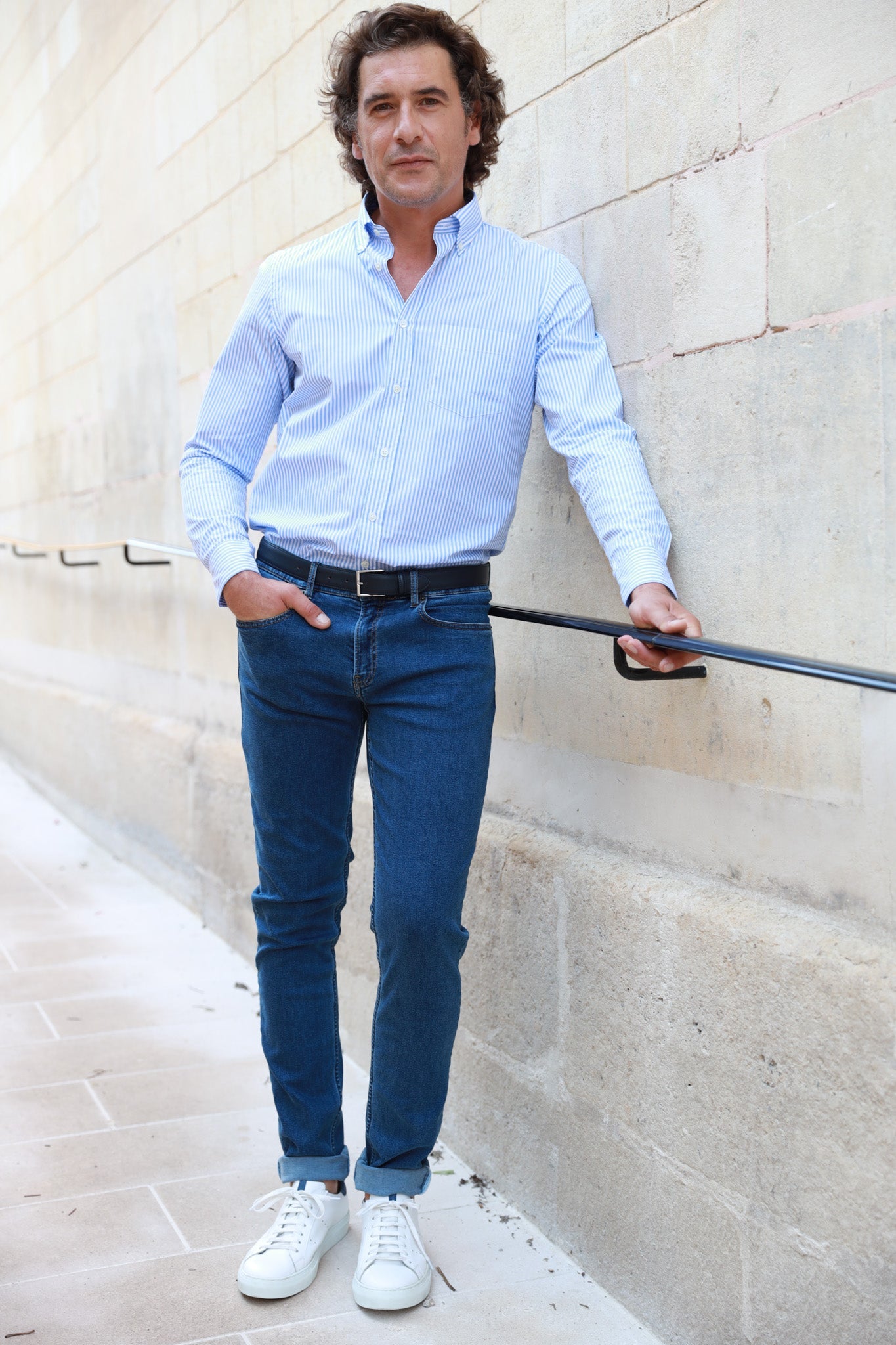 Jeans James en coton stretch - Bleu-PANTALON HOMME-Curling-Paris