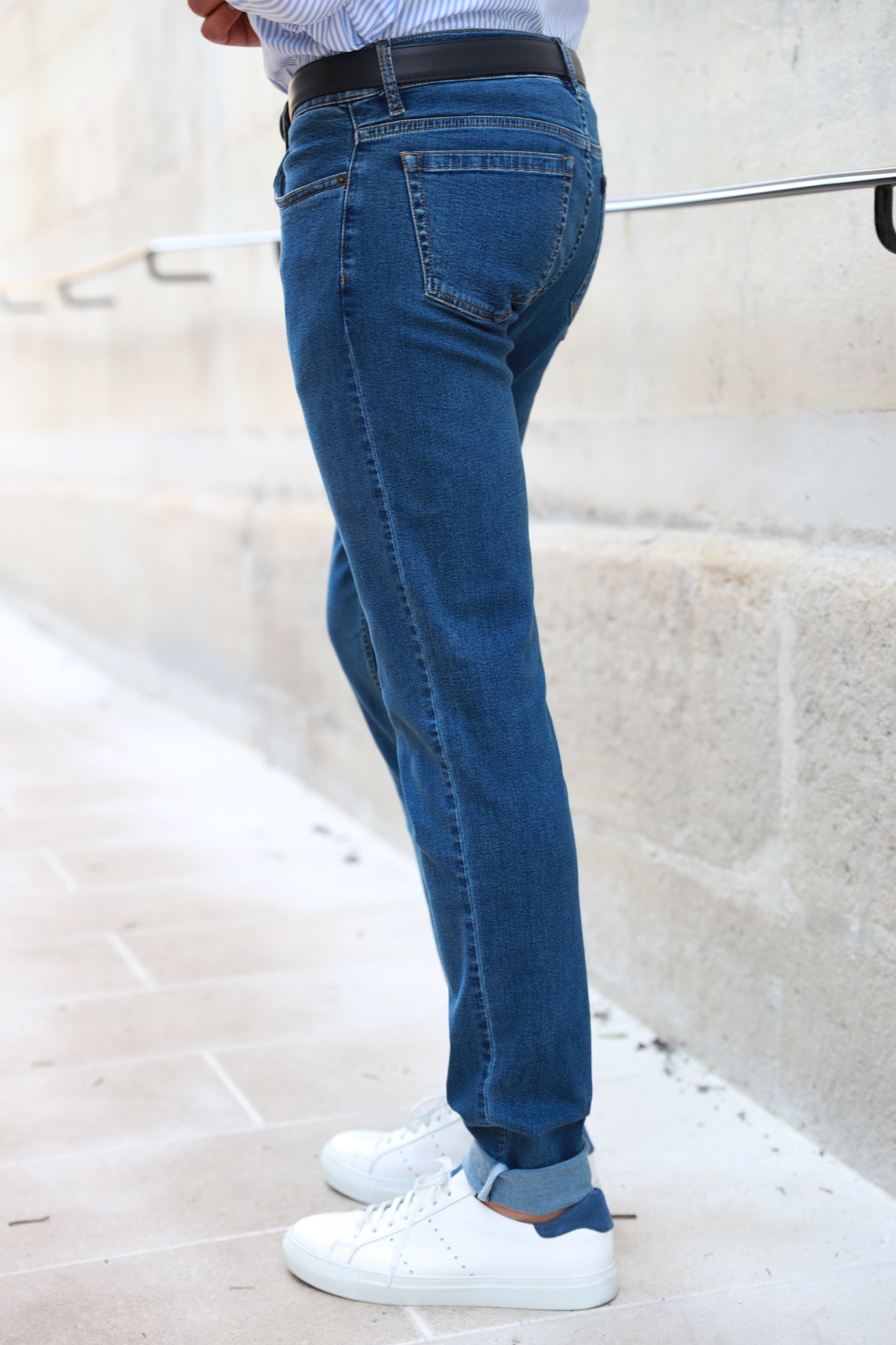 Jeans James en coton stretch - Bleu-PANTALON HOMME-Curling-Paris