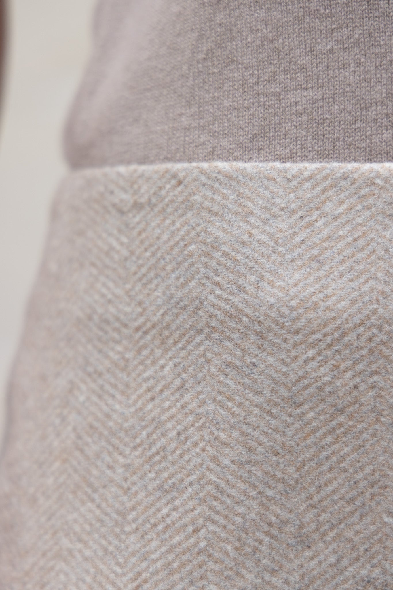 Jupe Trapez en laine et cachemire - Chevron beige-JUPE FEMME-Curling-Paris