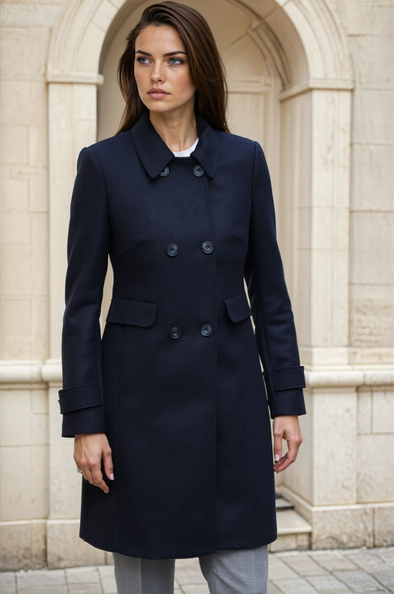 Manteau Agathe en laine et cachemire - Marine-MANTEAU FEMME-Curling-Paris