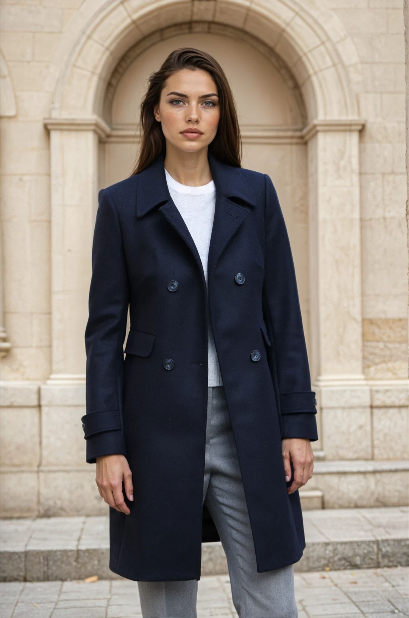 Manteau Agathe en laine et cachemire - Marine-MANTEAU FEMME-Curling-Paris