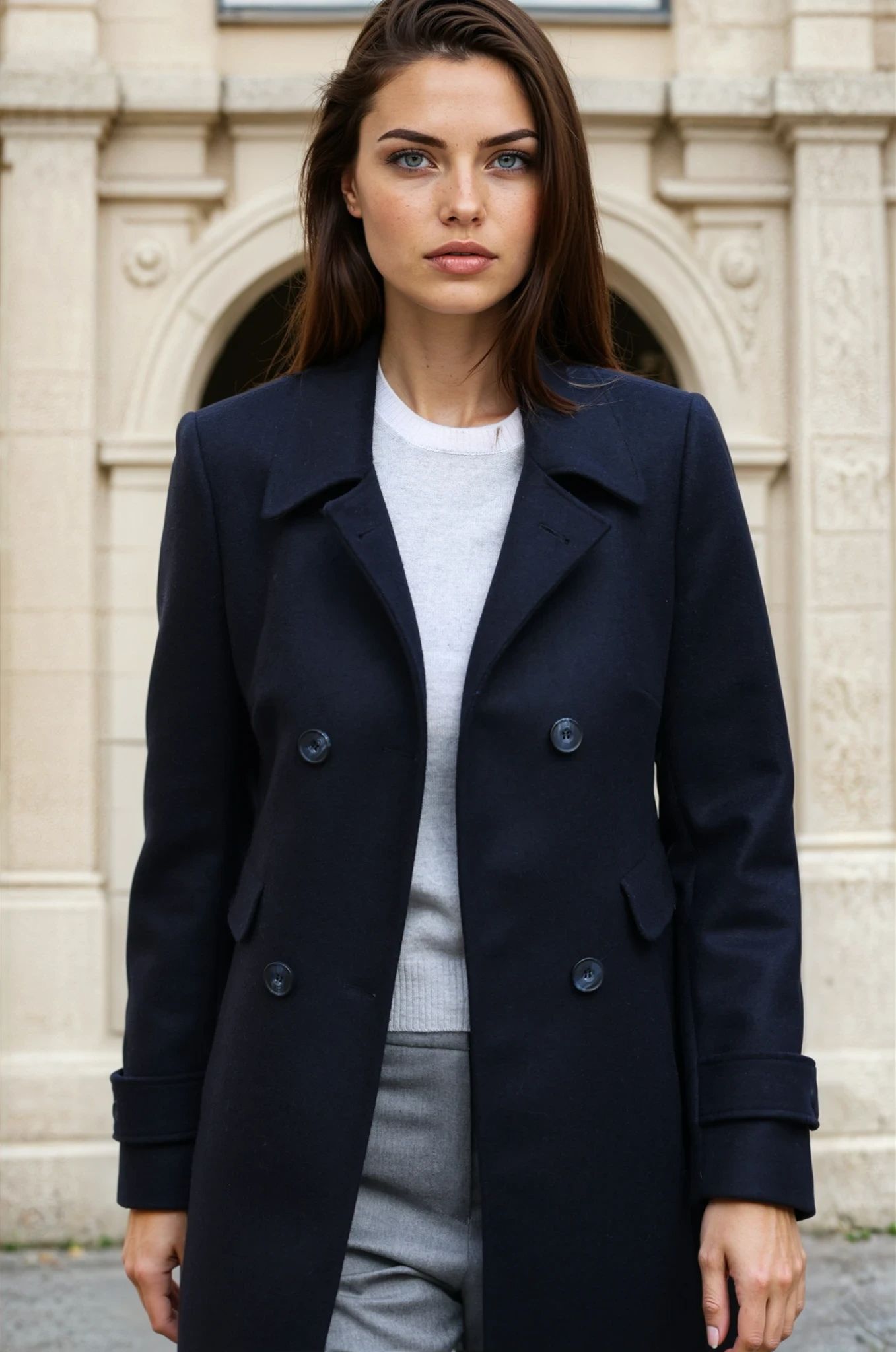 Manteau Agathe en laine et cachemire - Marine-MANTEAU FEMME-Curling-Paris