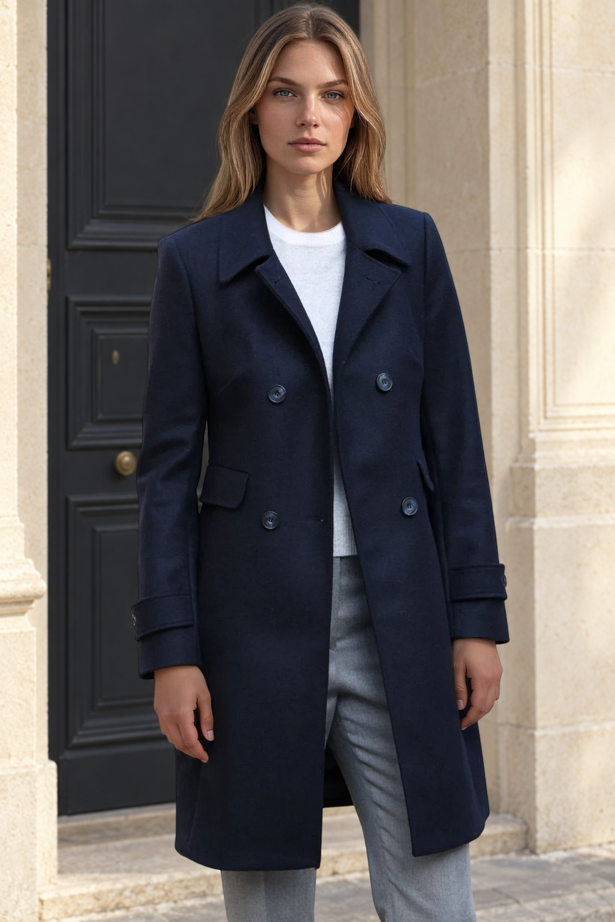 Manteau Agathe en laine et cachemire - Marine-MANTEAU FEMME-Curling-Paris