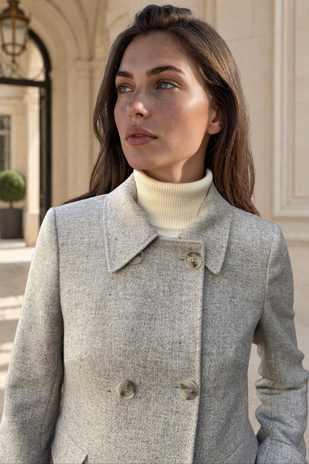 Manteau Agathe en laine vierge Bottoli nattée - Beige-MANTEAU FEMME-Curling-Paris
