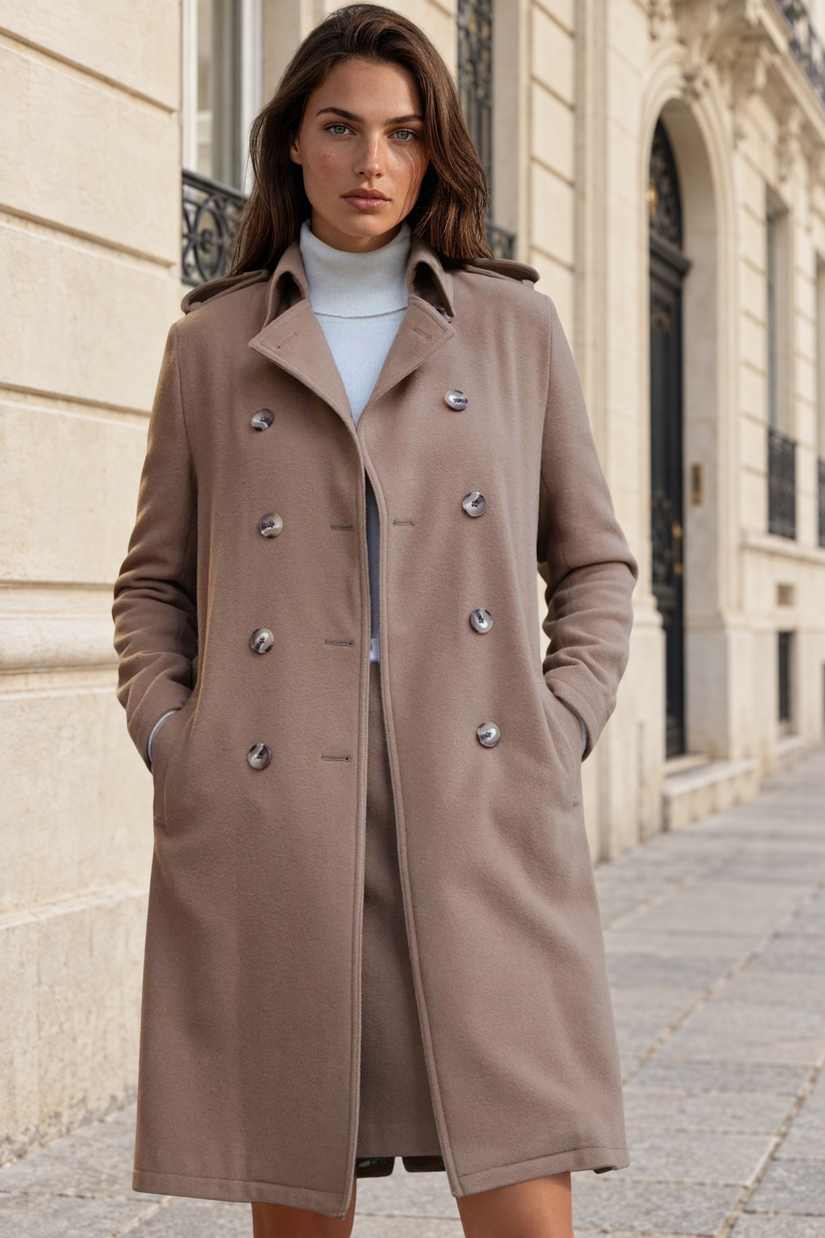 Manteau Annie en laine et cachemire - Camel-MANTEAU FEMME-Curling-Paris