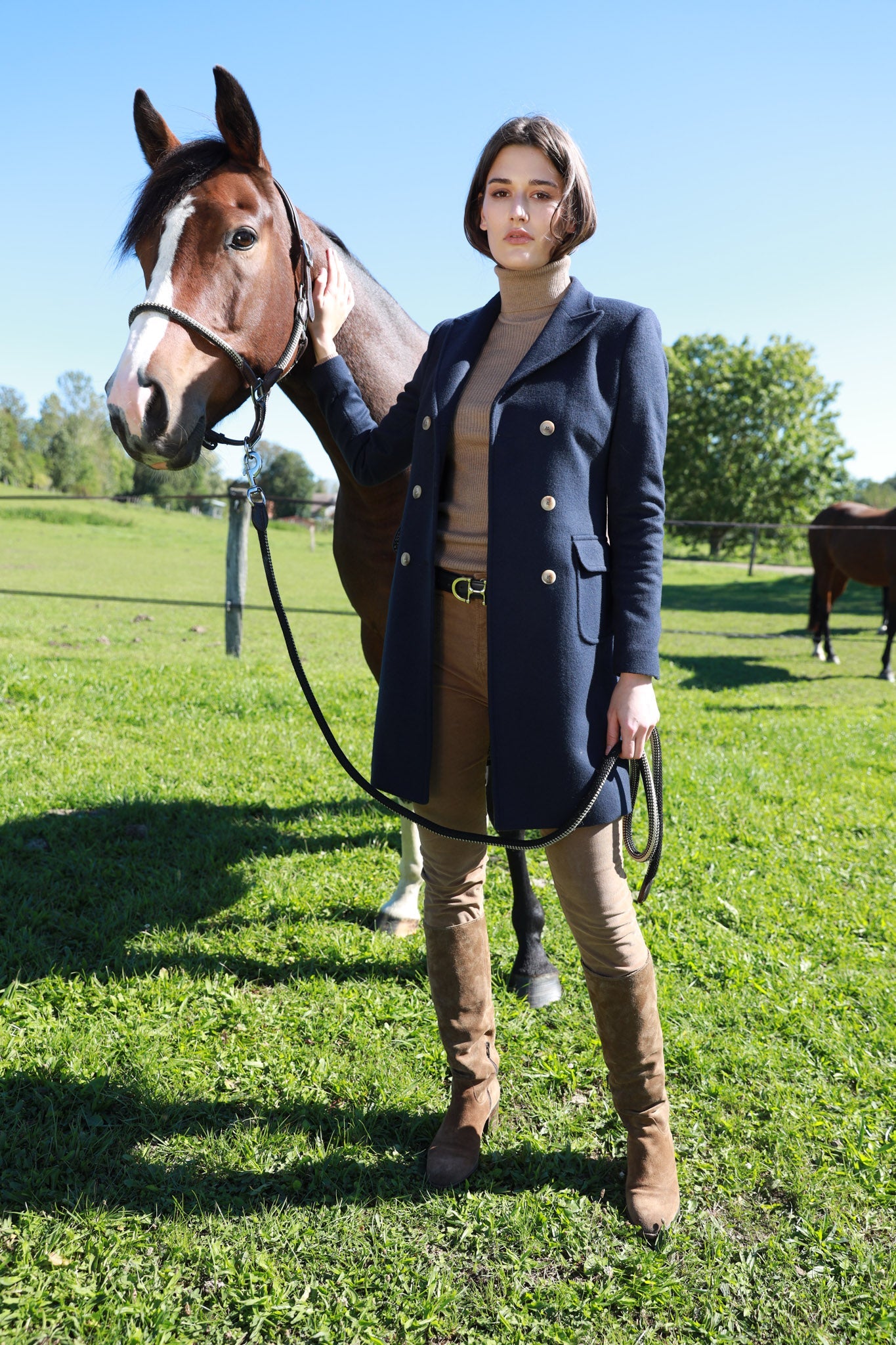 Manteau Emilie croisé en laine & Cachemire - Marine-MANTEAU FEMME-Curling-Paris