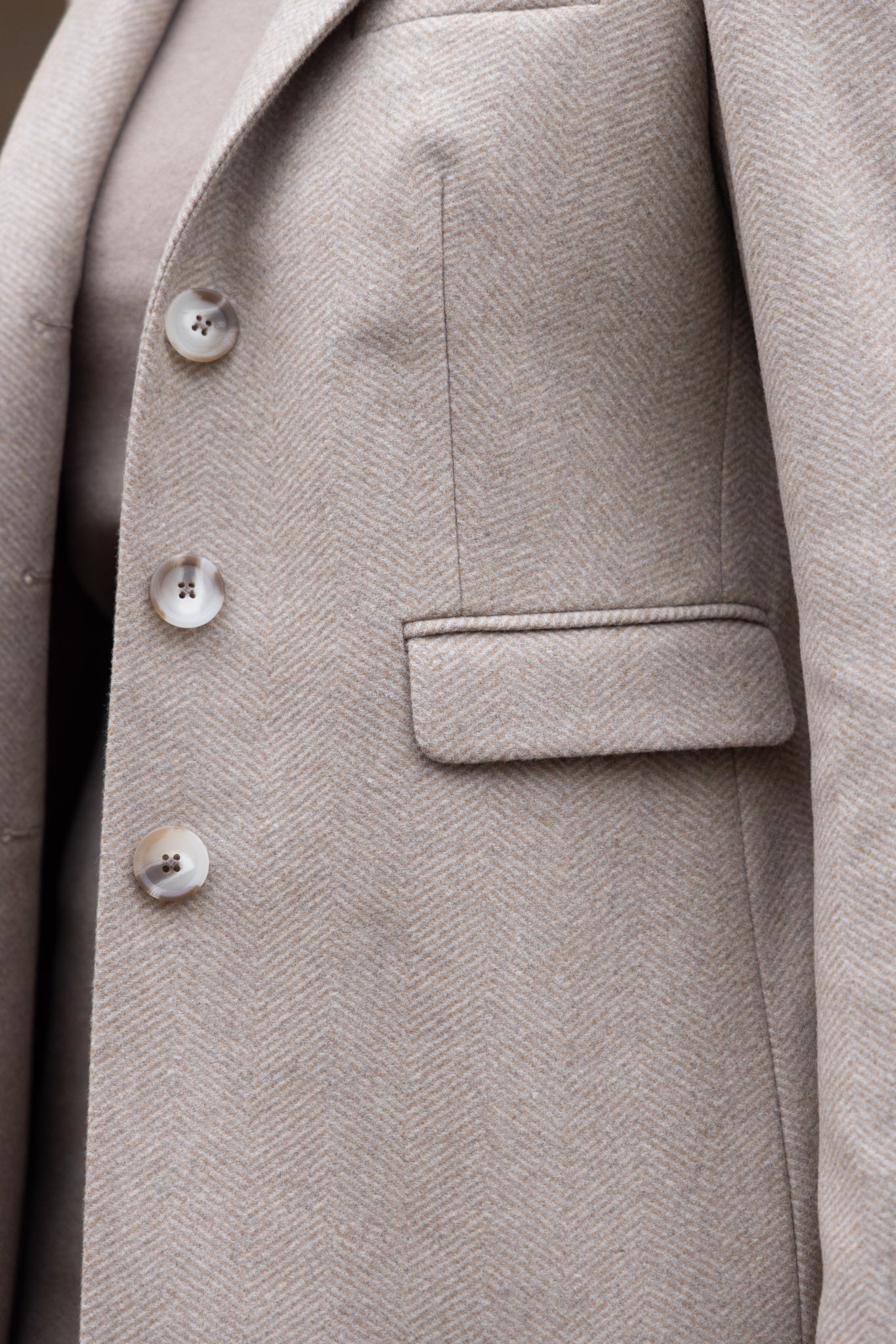 Manteau Jemma en laine & cachemire - Chevron beige-MANTEAU FEMME-Curling-Paris