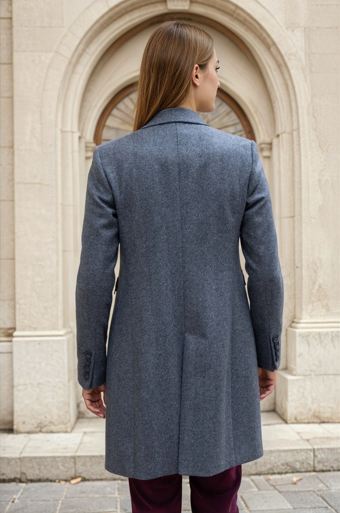 Manteau Jemma en laine et cachemire - Chevron anthracite-MANTEAU FEMME-Curling-Paris