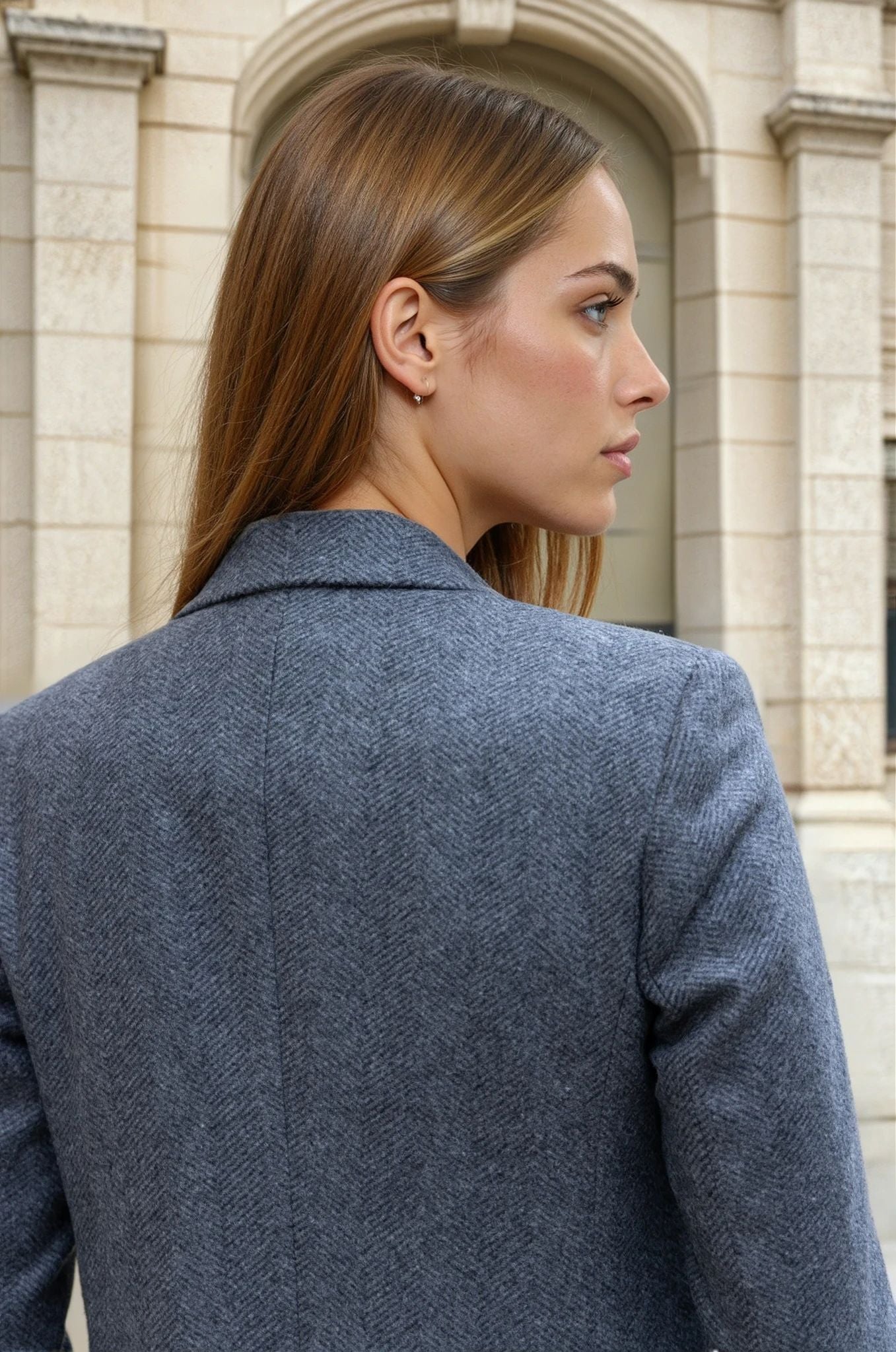 Manteau Jemma en laine et cachemire - Chevron anthracite-MANTEAU FEMME-Curling-Paris