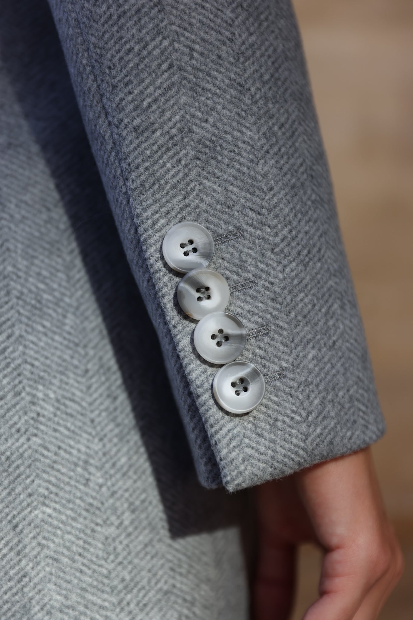 Manteau Jemma en laine et cachemire - Chevron gris clair-MANTEAU-Curling-Paris