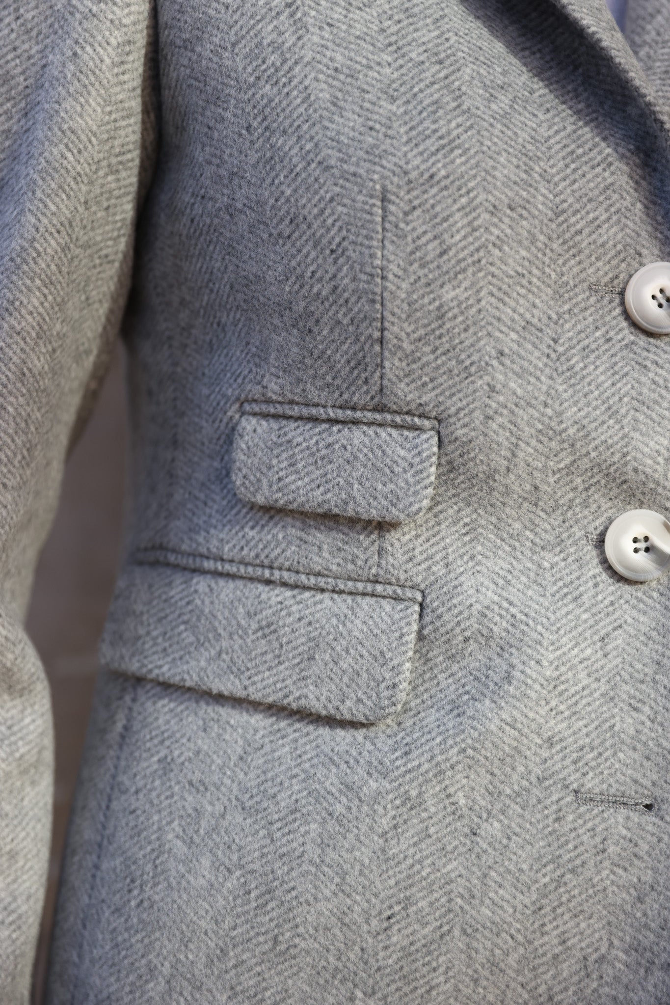 Manteau Jemma en laine et cachemire - Chevron gris clair-MANTEAU FEMME-Curling-Paris
