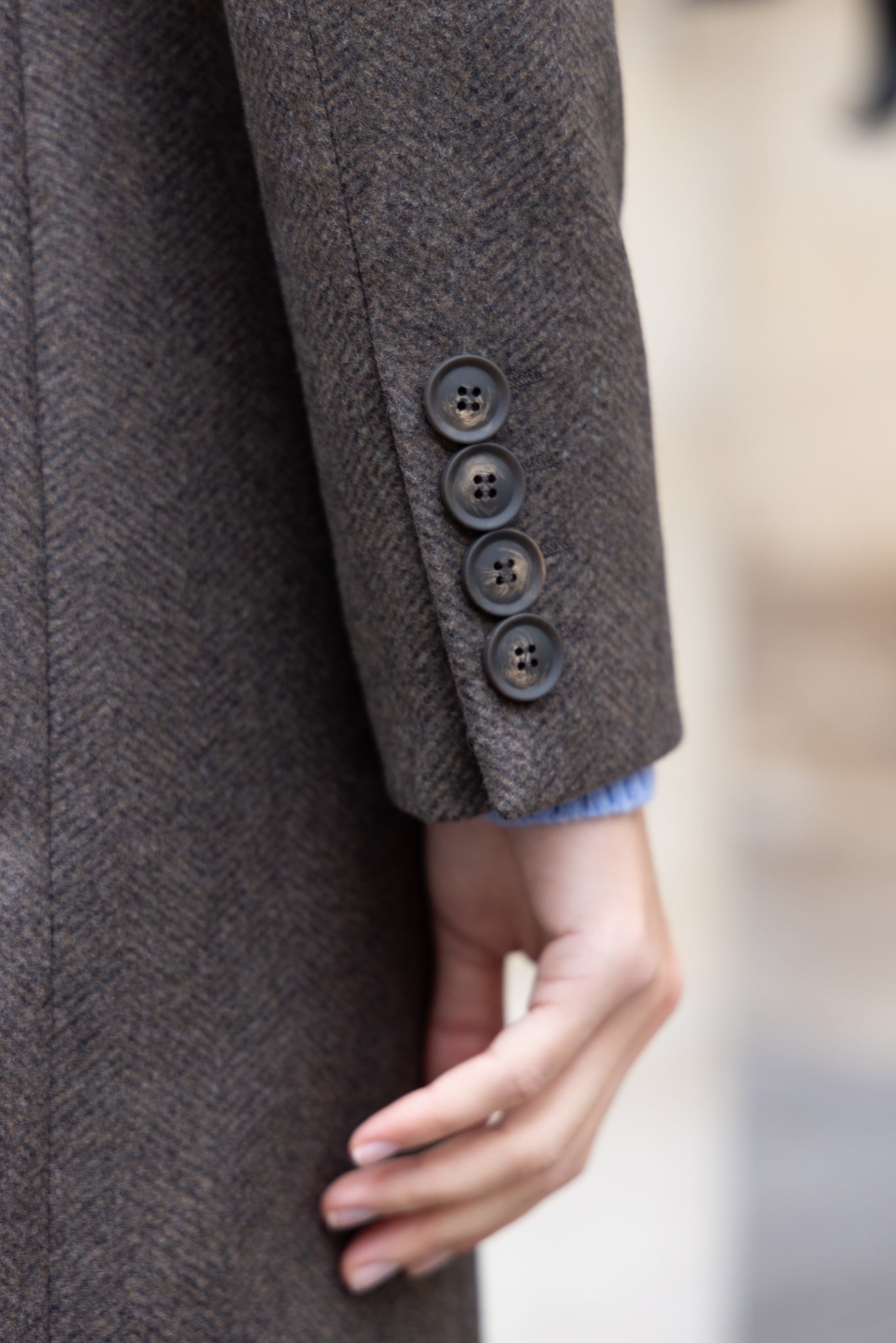 Manteau Jemma en laine et cachemire - Chevron marron-MANTEAU FEMME-Curling-Paris