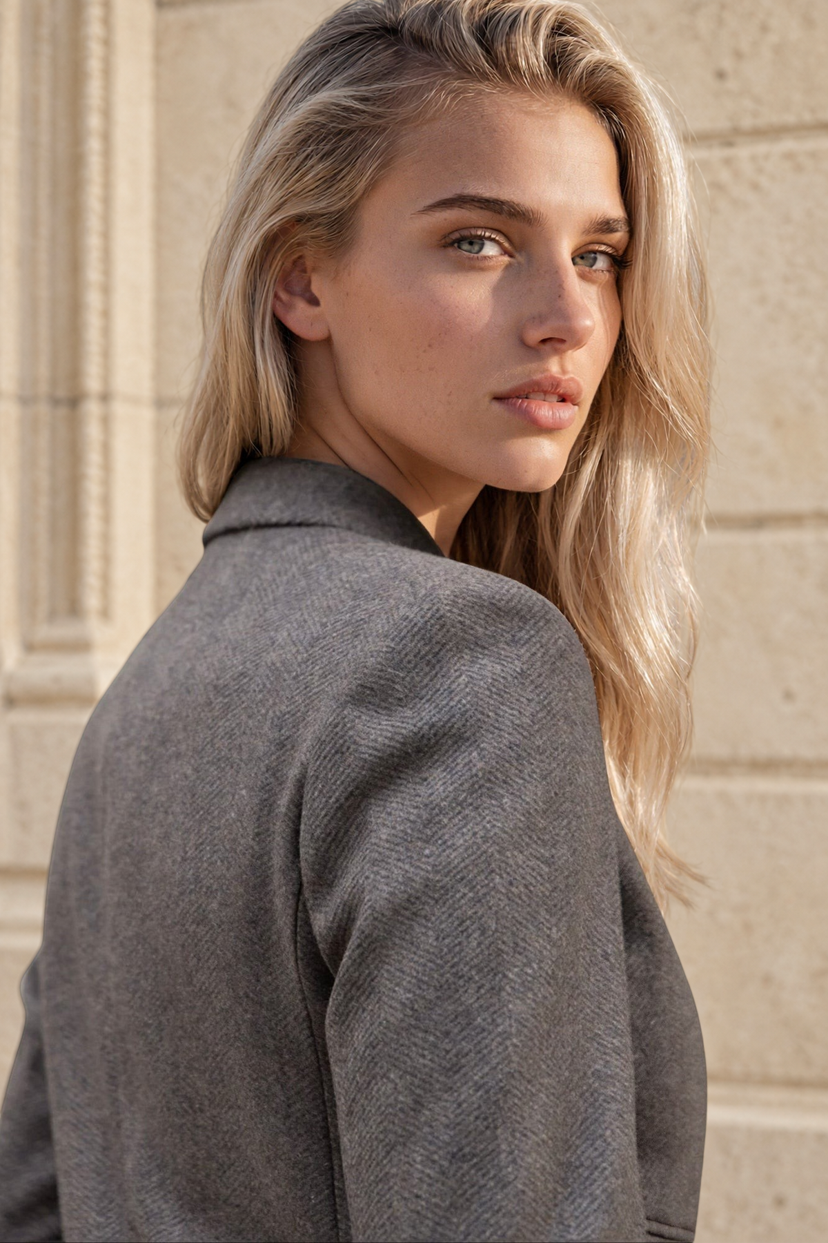 Manteau Jemma en laine et cachemire - Chevron marron-MANTEAU FEMME-Curling-Paris