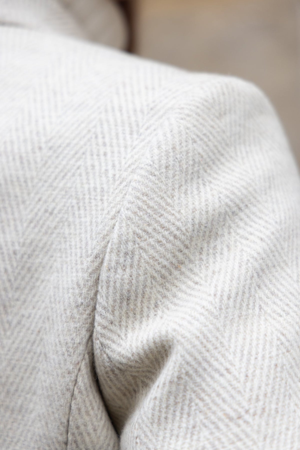Manteau Jemma redingote 100% laine - Chevron écru-MANTEAU FEMME-Curling-Paris