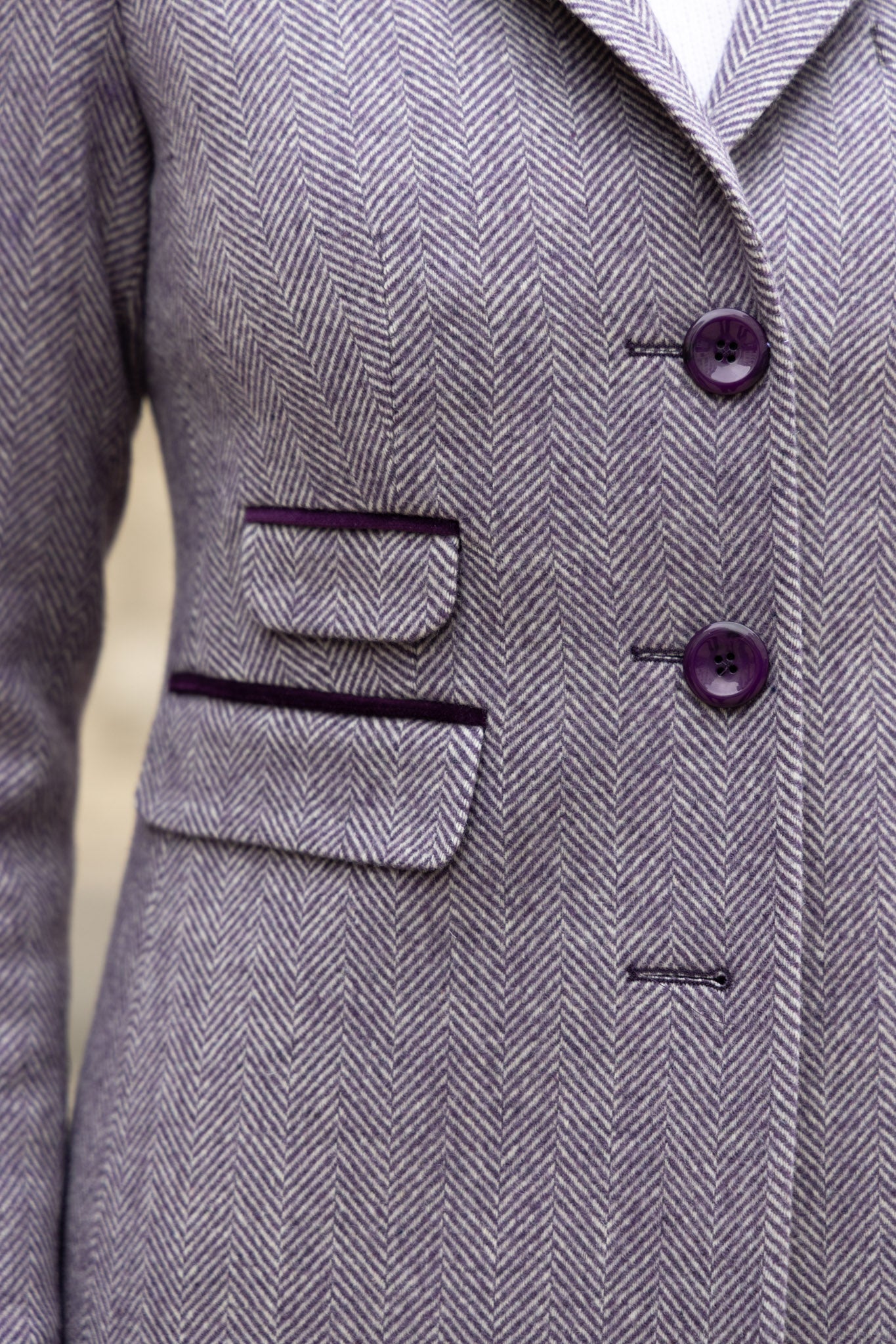 Manteau Jemma redingote 100% laine - Chevron prune-MANTEAU FEMME-Curling-Paris