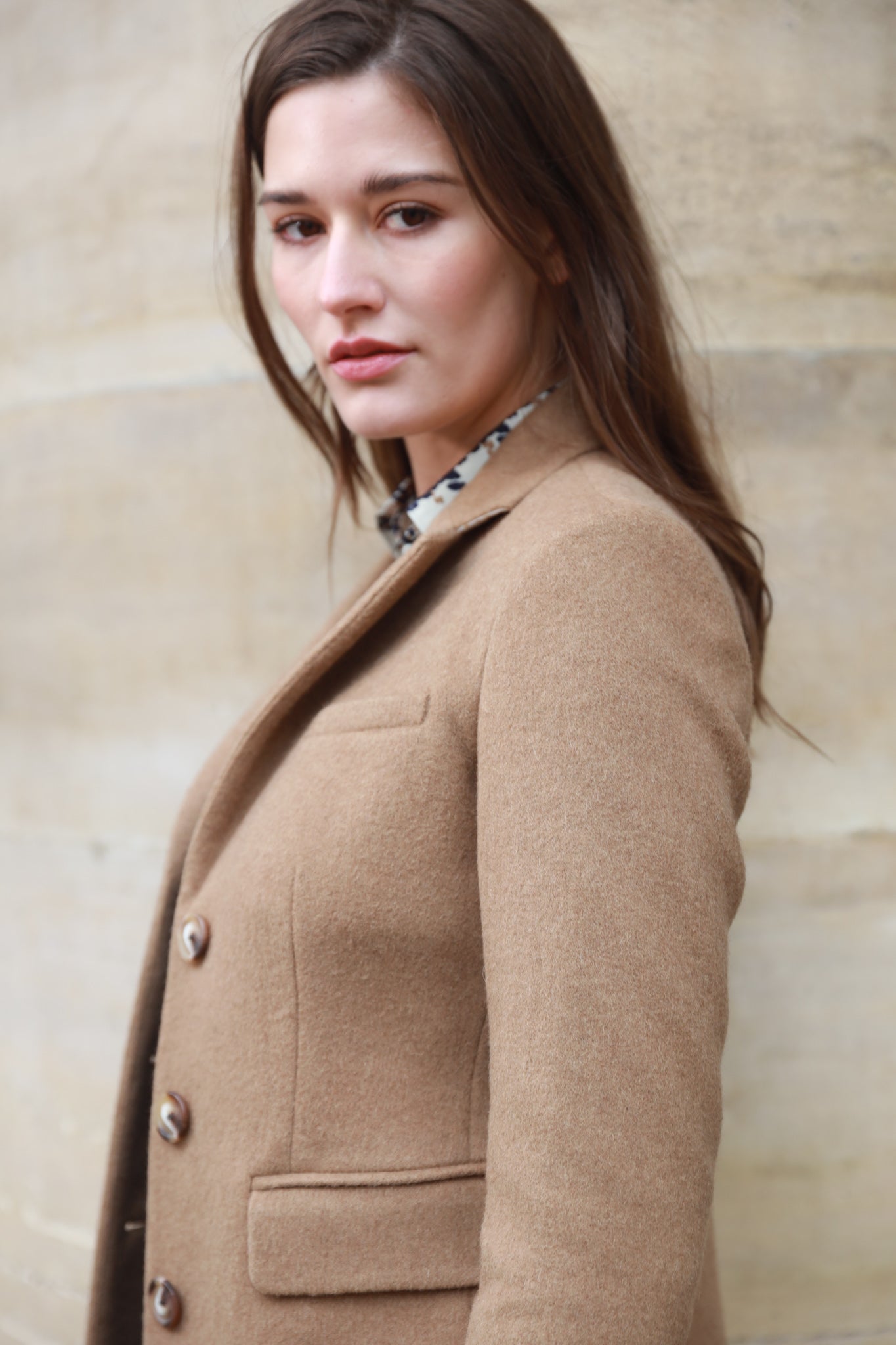 Manteau Jemma redingote en camel hair & laine - Camel-MANTEAU FEMME-Curling-Paris