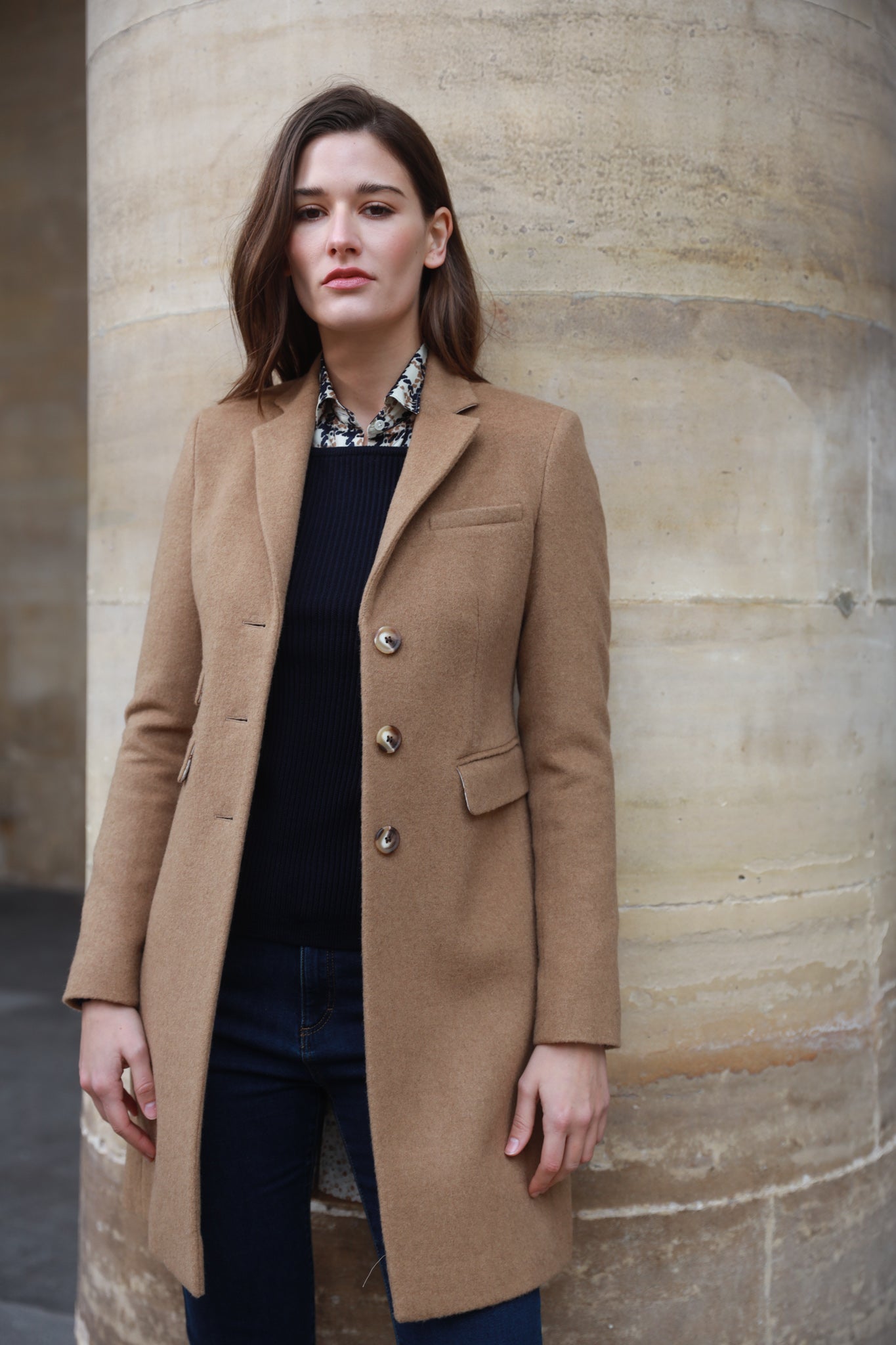 Manteau Jemma redingote en camel hair & laine - Camel-MANTEAU FEMME-Curling-Paris