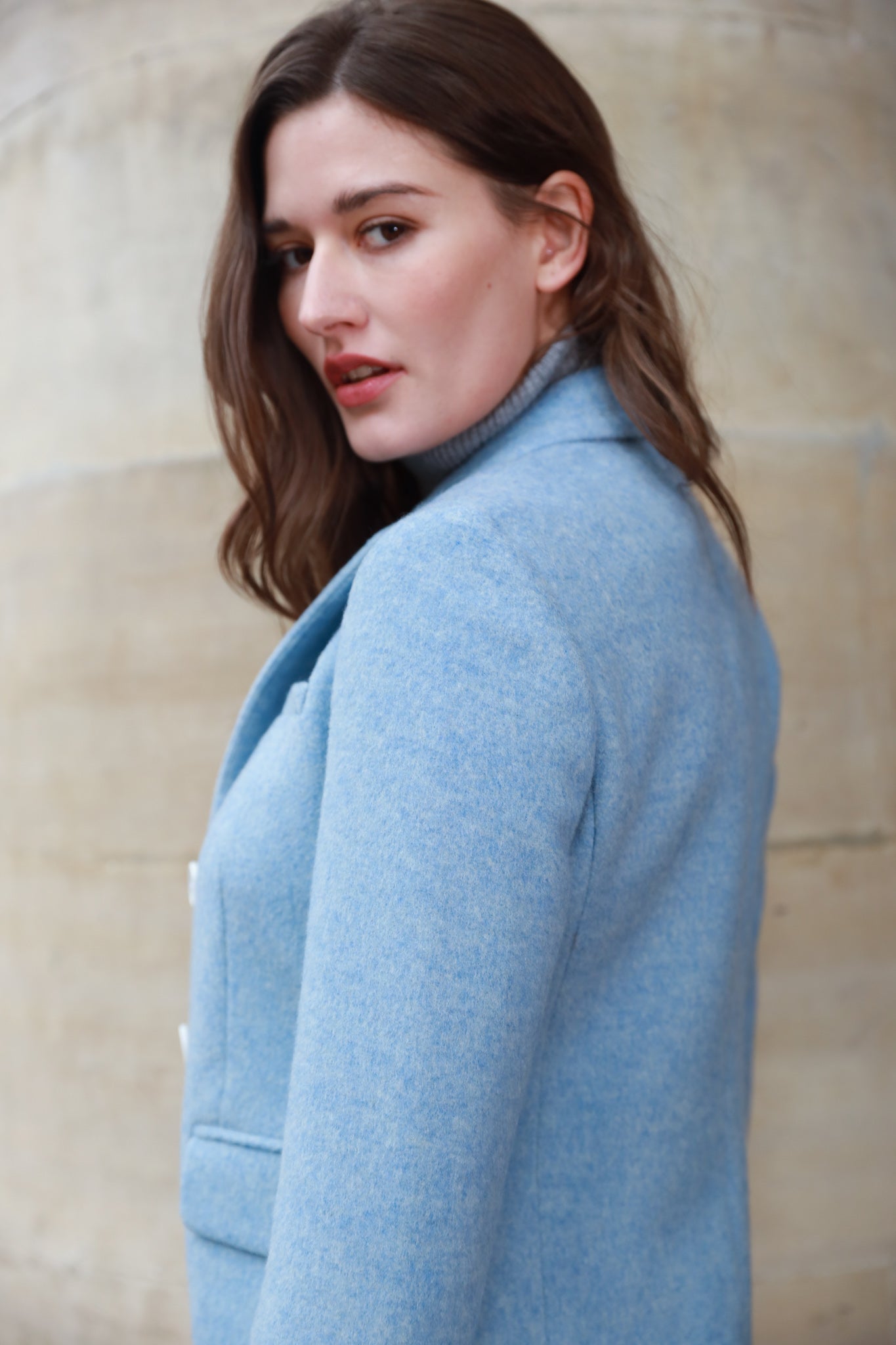 Manteau Jemma redingote en laine Mérinos - Ciel-MANTEAU FEMME-Curling-Paris