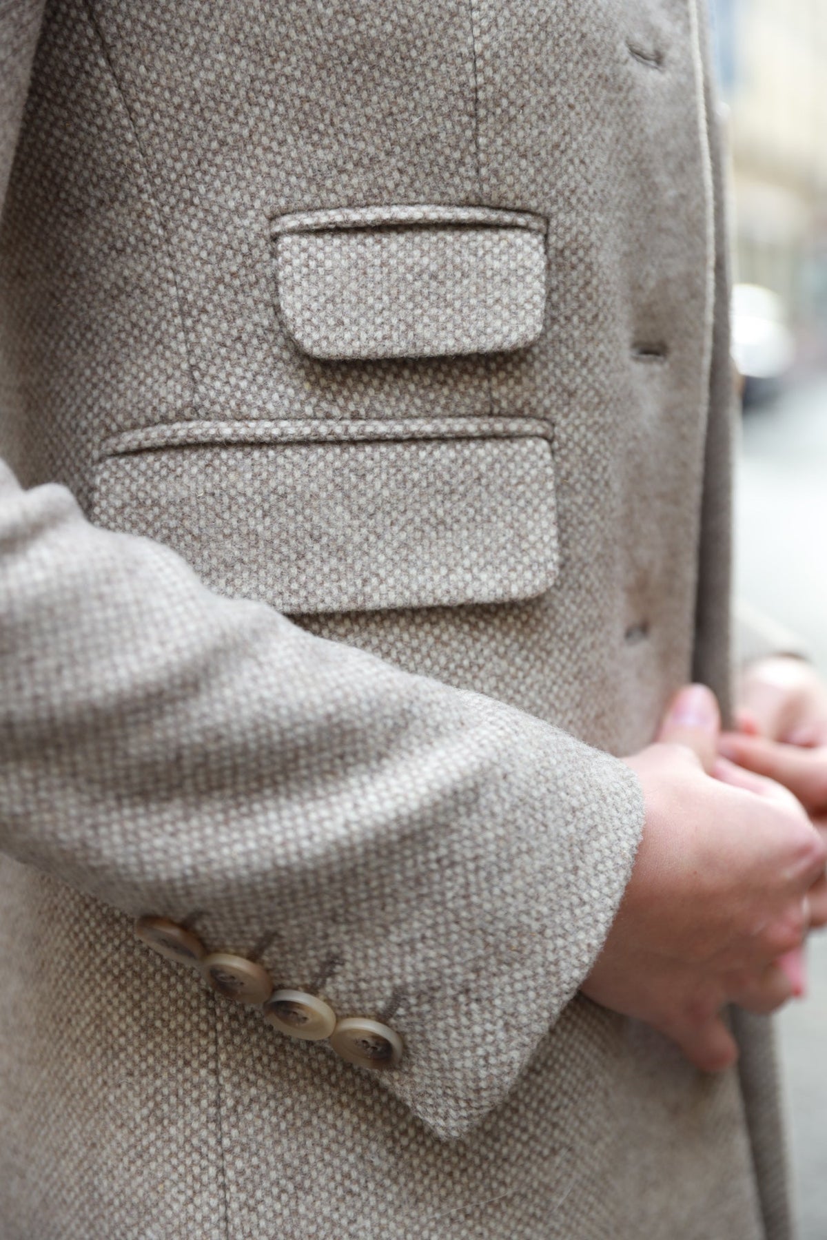 Manteau Jemma redingote en laine - Tweed Beige-MANTEAU FEMME-Curling-Paris