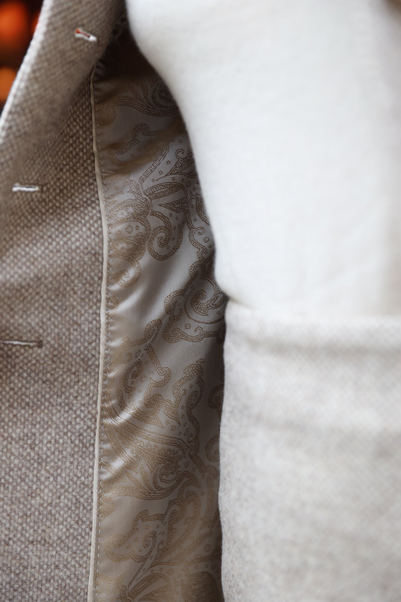 Manteau Jemma redingote en laine - Tweed Beige-MANTEAU FEMME-Curling-Paris