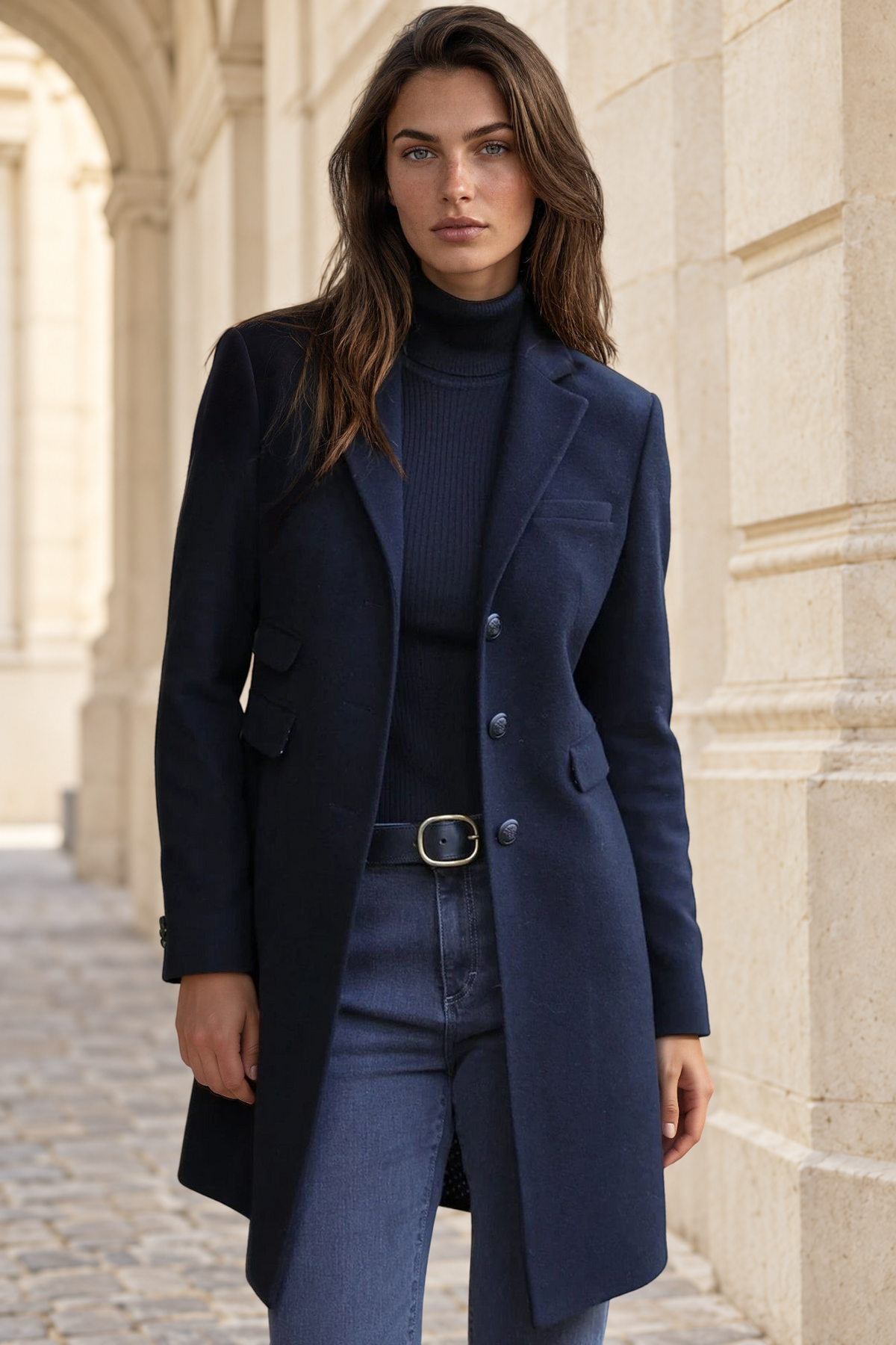 Manteau Jemma redingote en laine et cachemire - Noir-MANTEAU FEMME-Curling-Paris