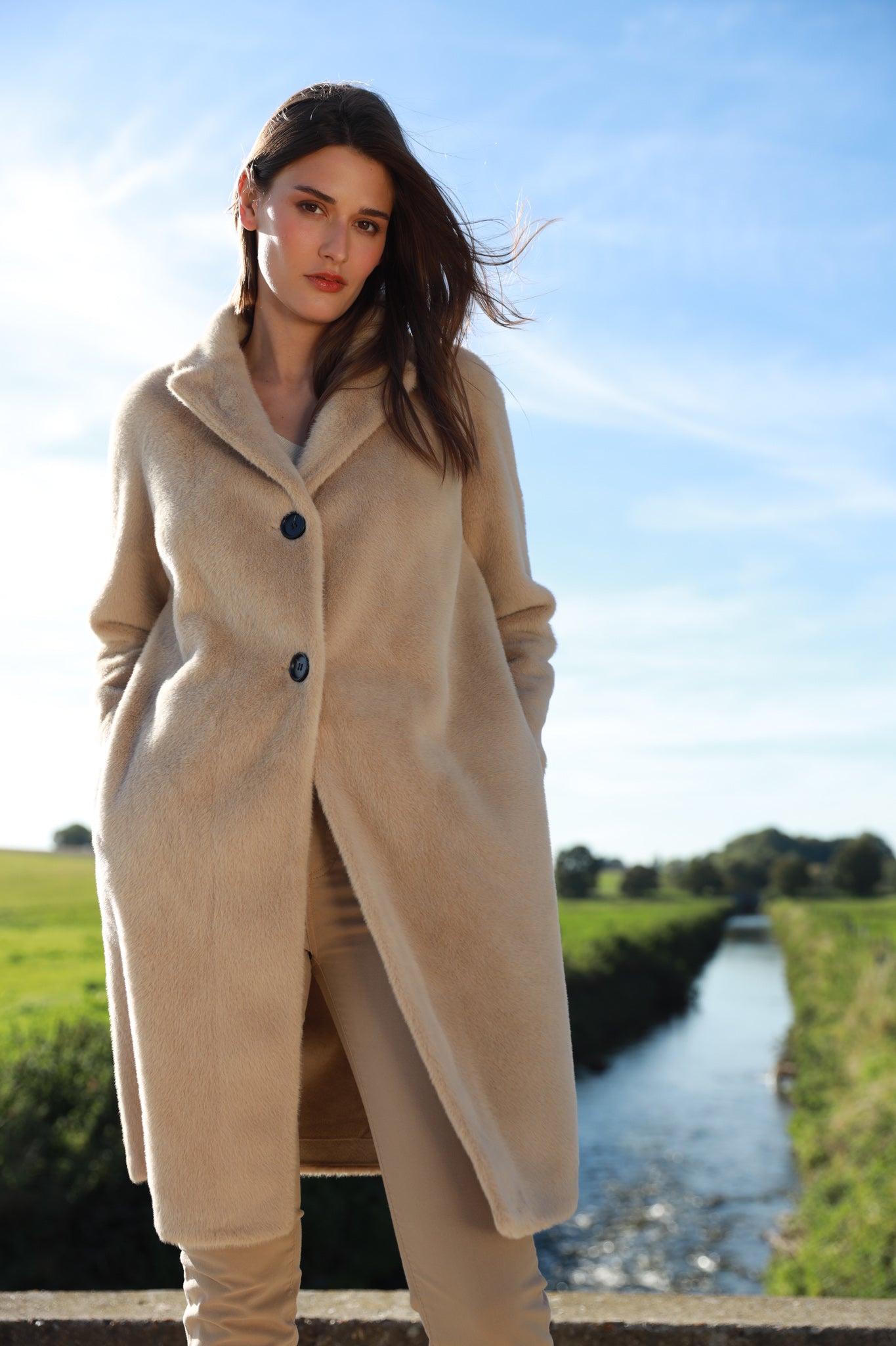 Manteau Lea en éco fourrure - Beige-MANTEAU FEMME-Curling-Paris