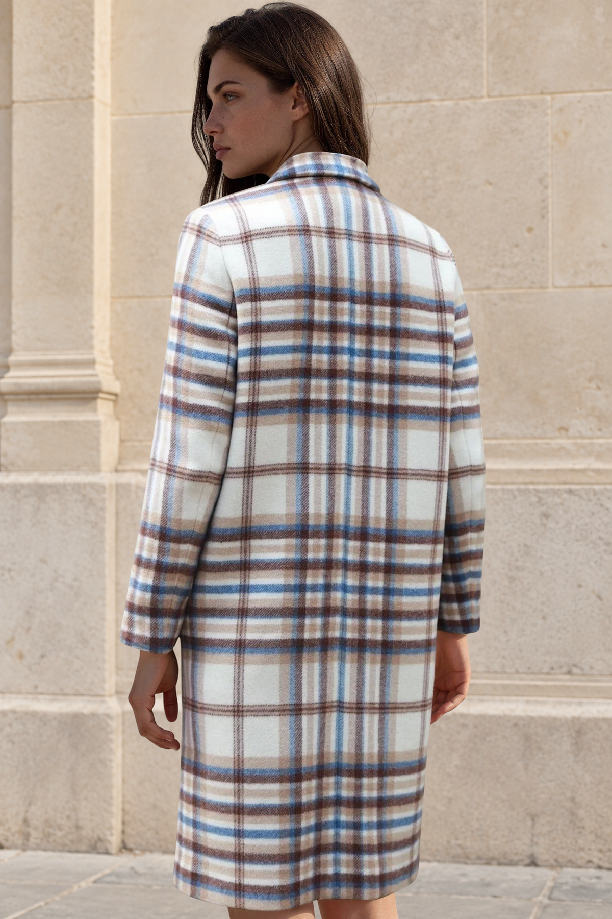 Manteau Léontine en Laine - Carreaux marron-MANTEAU FEMME-Curling-Paris