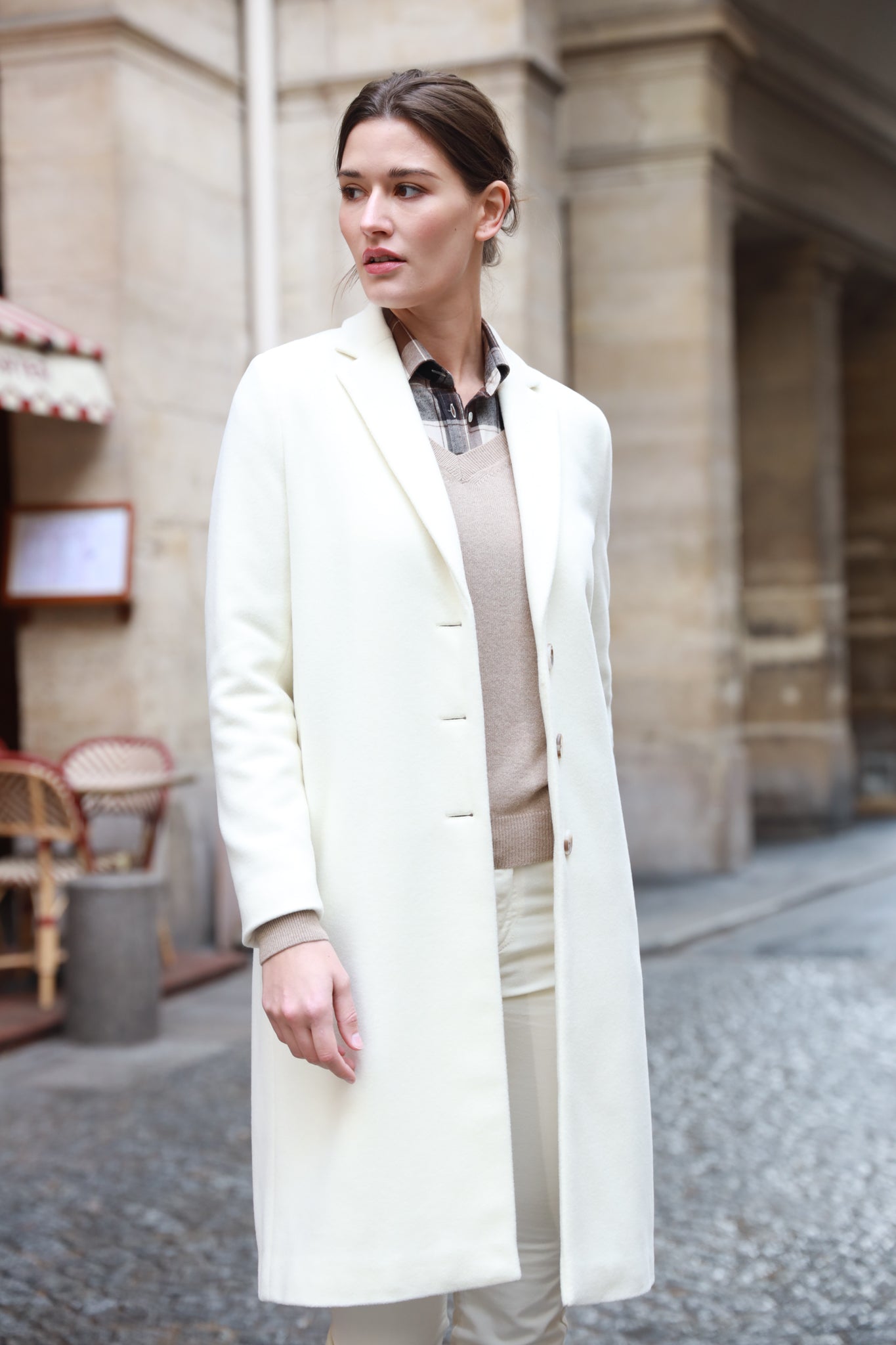 Manteau Léontine en Laine - Ecru-MANTEAU FEMME-Curling-Paris