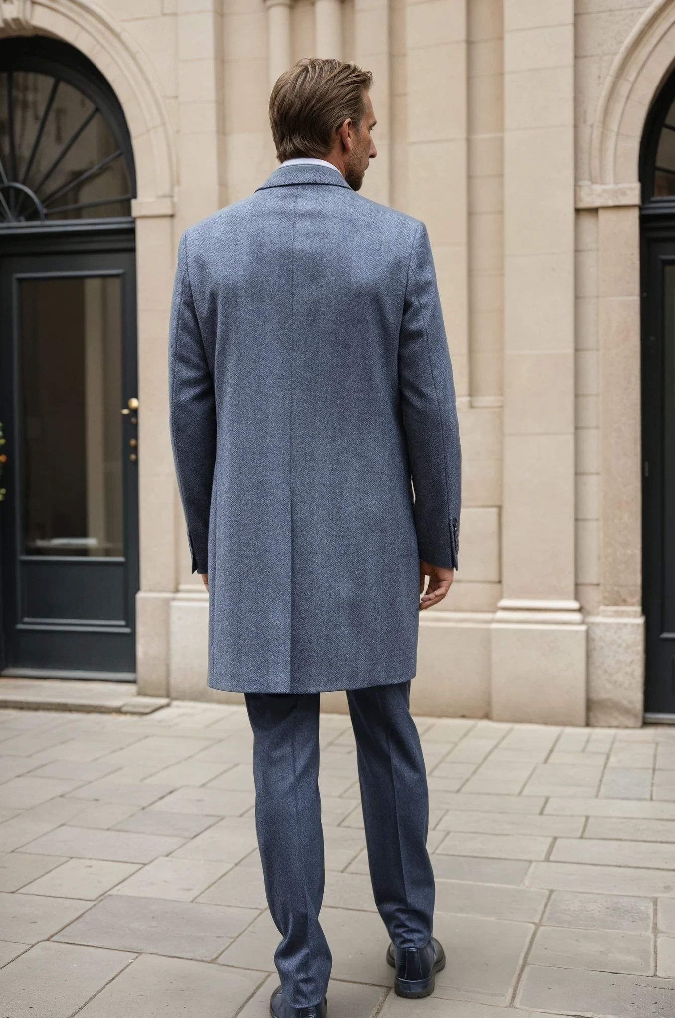 Manteau Remy en laine et cachemire - Chevron Anthracite-MANTEAU HOMME-Curling-Paris