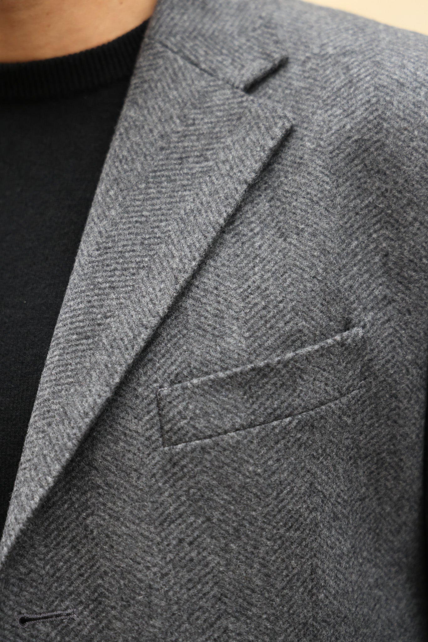Manteau Remy en laine et cachemire - Chevron Anthracite-MANTEAU HOMME-Curling-Paris