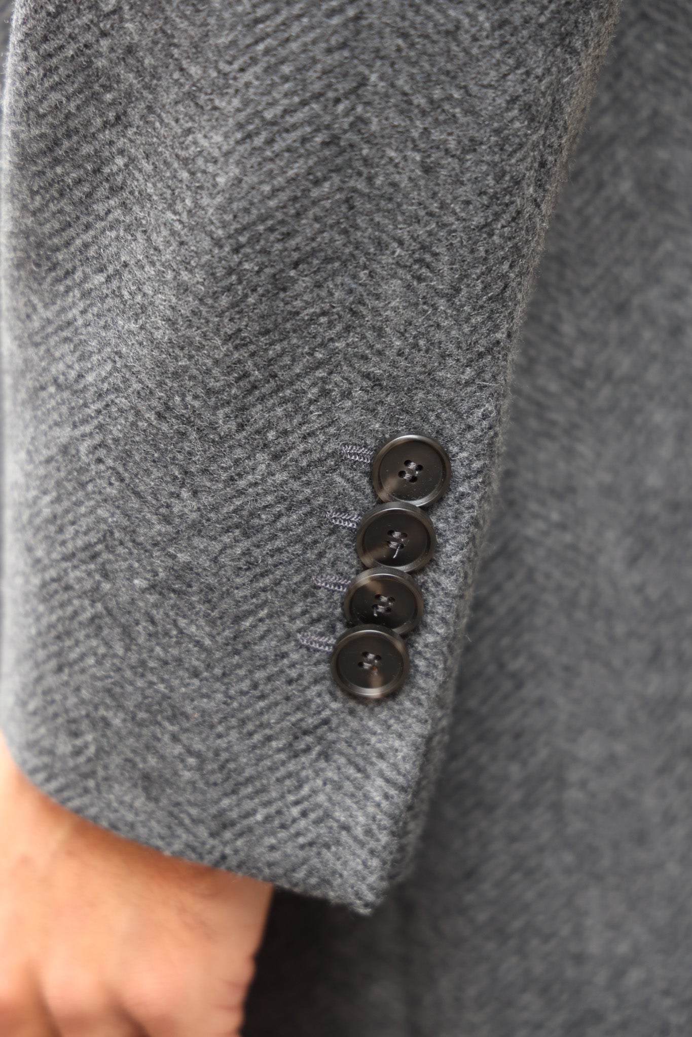 Manteau Remy en laine et cachemire - Chevron Anthracite-MANTEAU HOMME-Curling-Paris