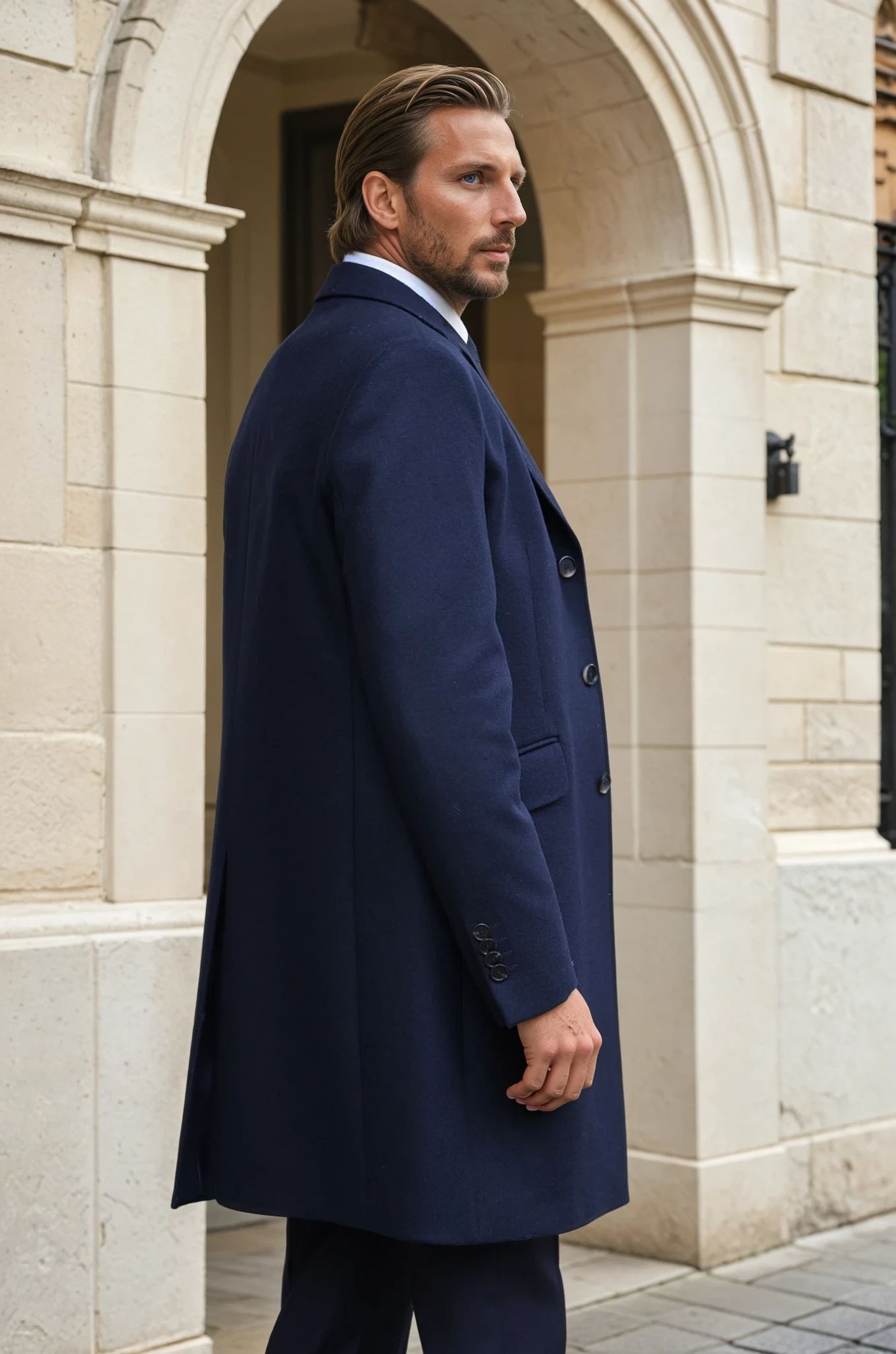 Manteau Remy en laine et cachemire - Marine-MANTEAU HOMME-Curling-Paris