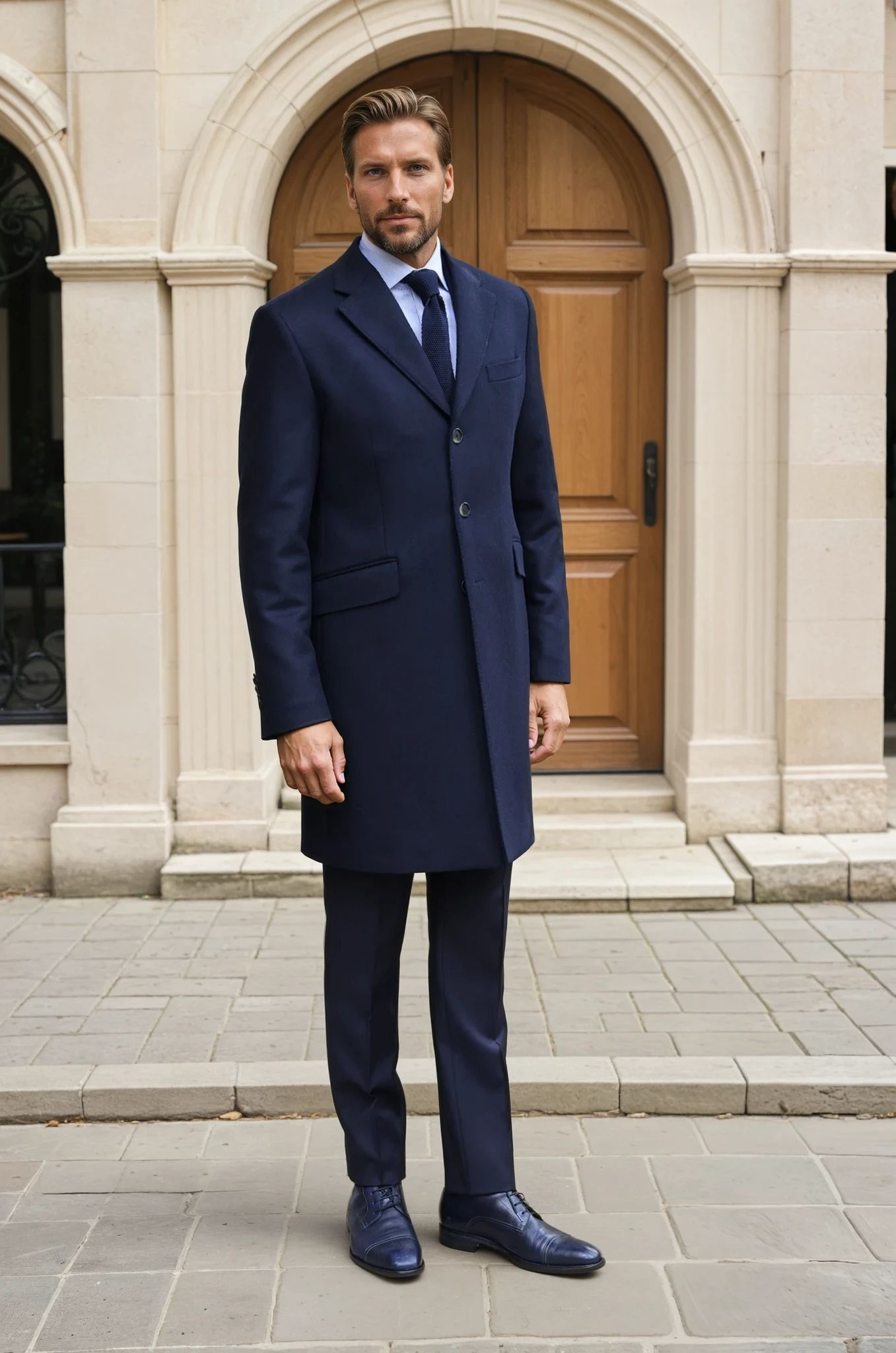 Manteau Remy en laine et cachemire - Marine-MANTEAU HOMME-Curling-Paris