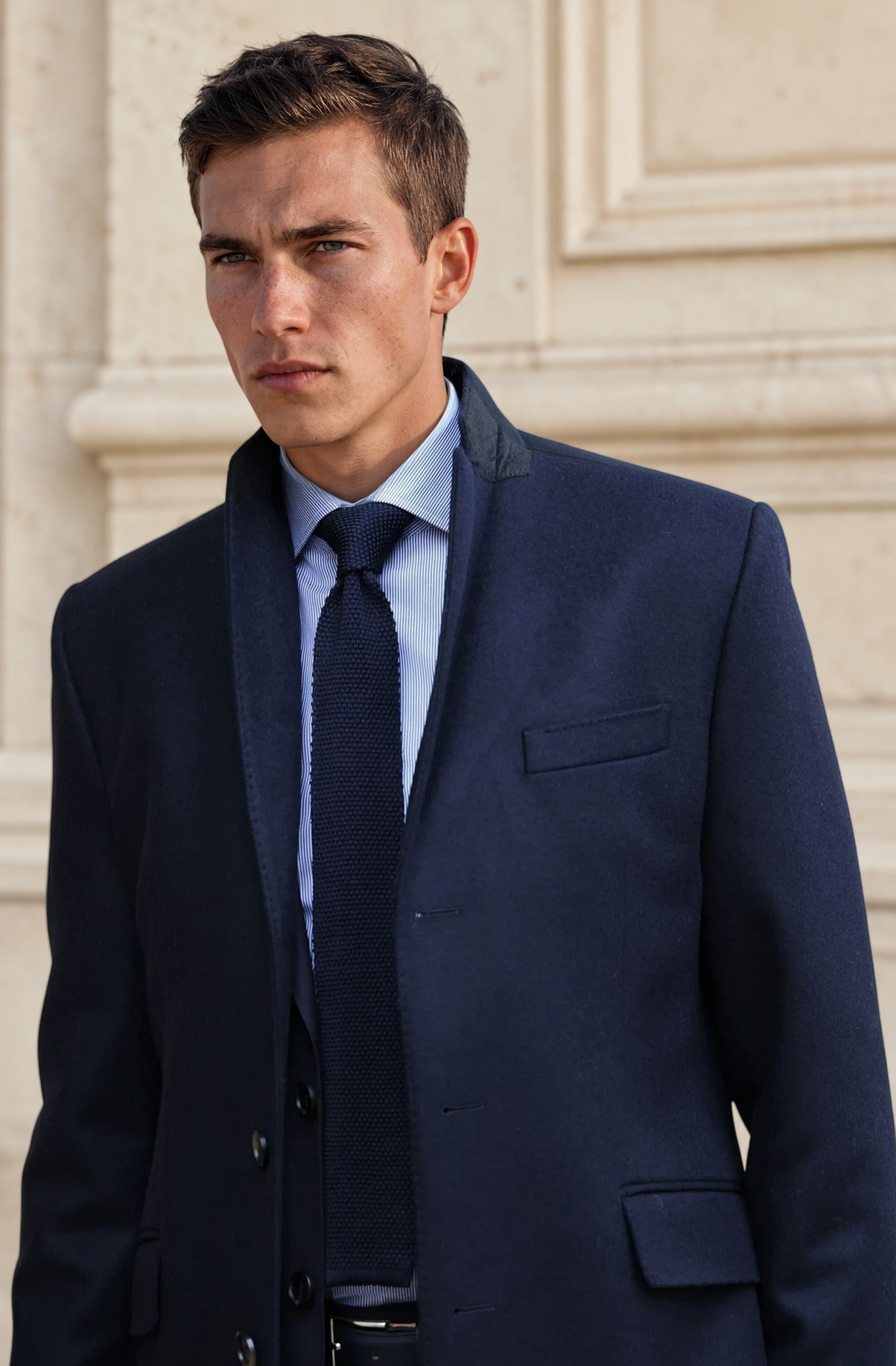 Manteau Remy en laine et cachemire - Marine-MANTEAU HOMME-Curling-Paris