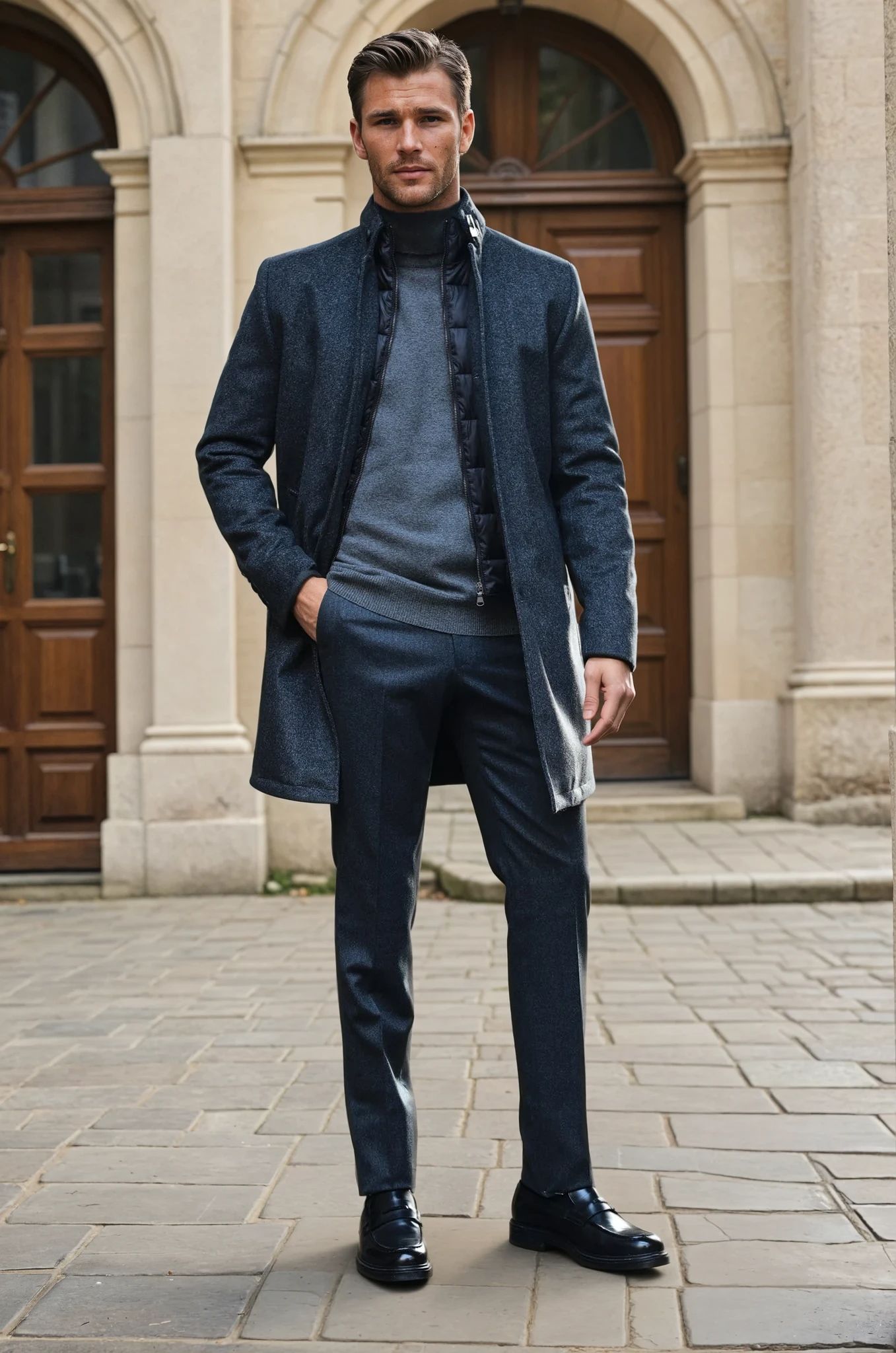 Manteau Windsor en Laine & Cachemire - Gris Anthracite-MANTEAU HOMME-Curling-Paris