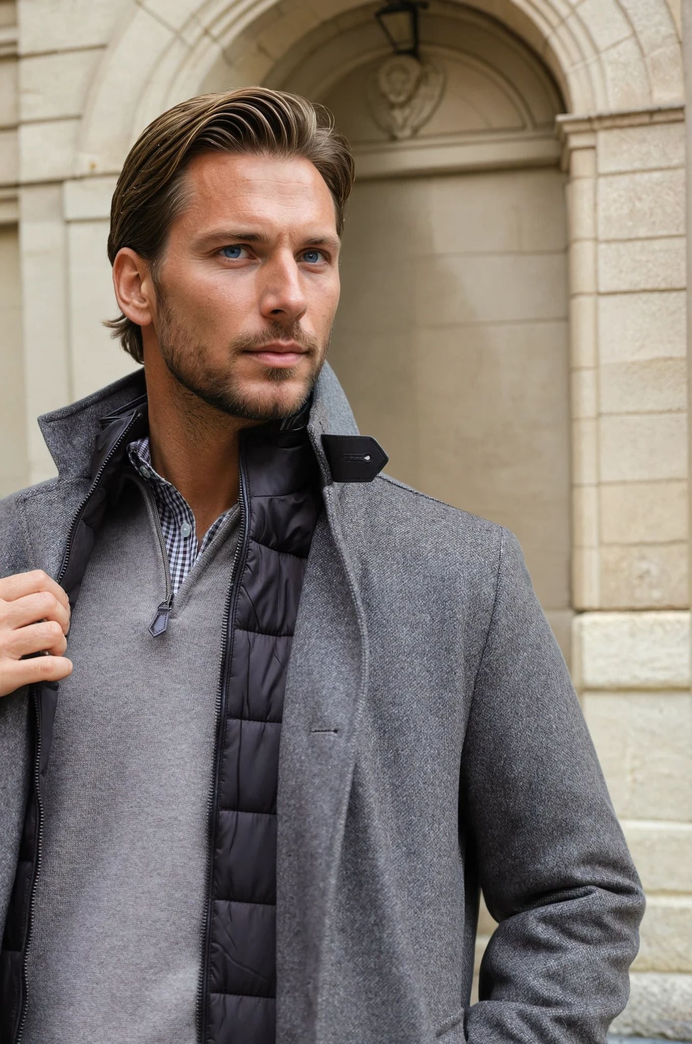 Manteau Windsor en laine & cachemire - Vison-MANTEAU HOMME-Curling-Paris