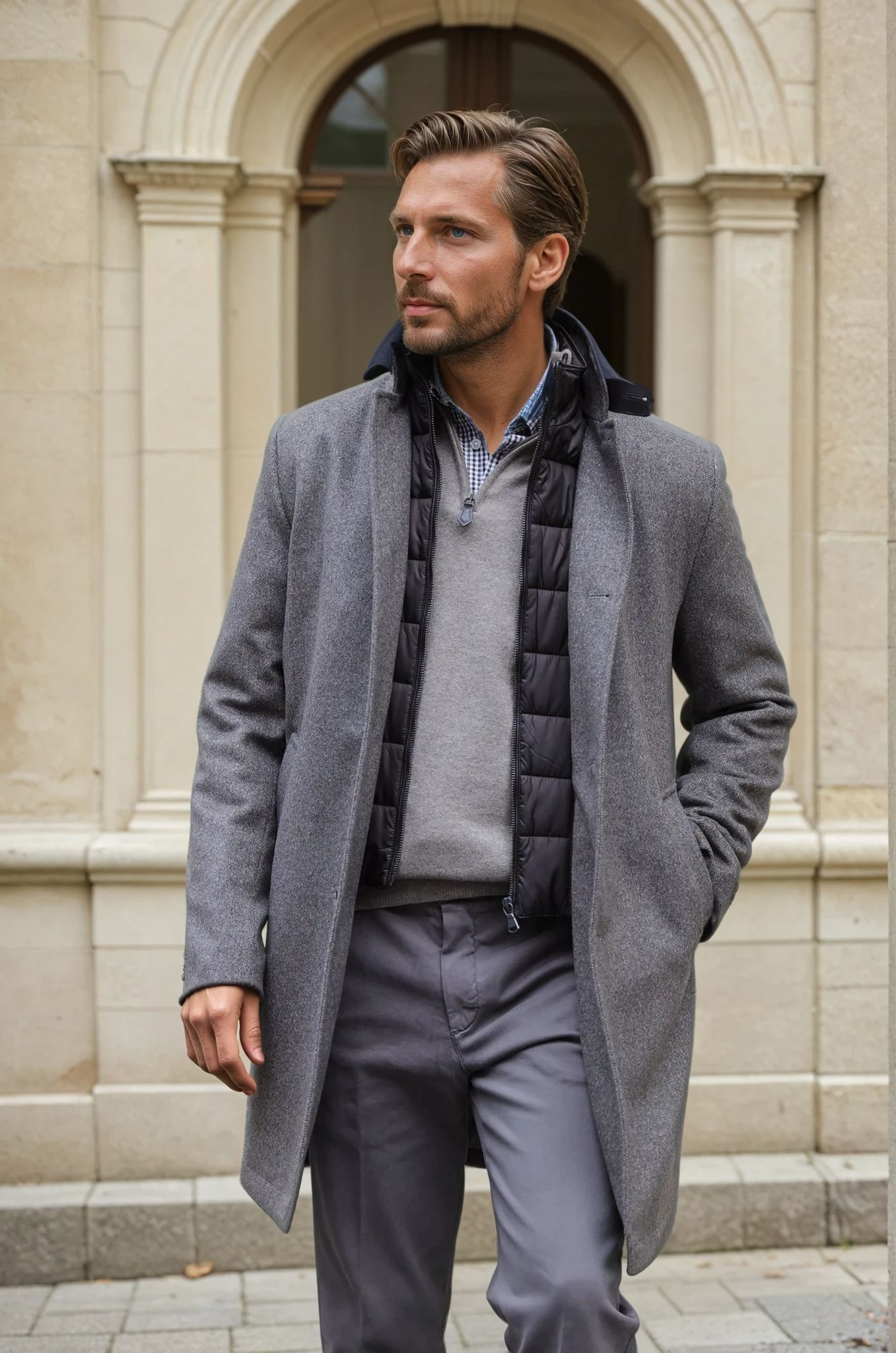 Manteau Windsor en laine & cachemire - Vison-MANTEAU HOMME-Curling-Paris