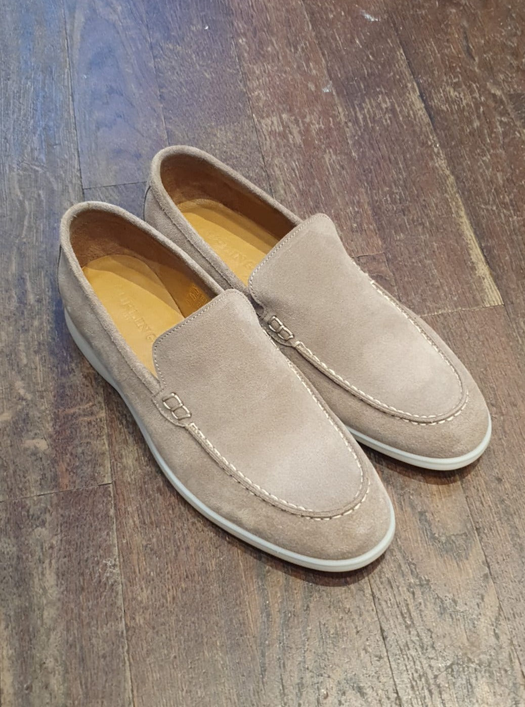 Mocassin Lauren en veau velours - Beige-CHAUSSURES HOMME-Curling-Paris