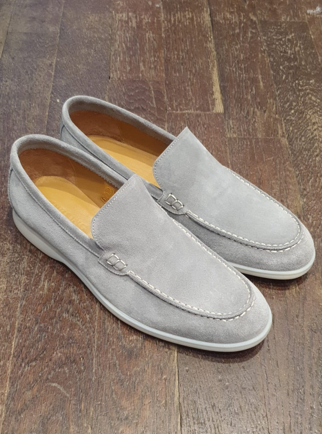 Mocassin Lauren en veau velours - Gris acier-CHAUSSURES HOMME-Curling-Paris