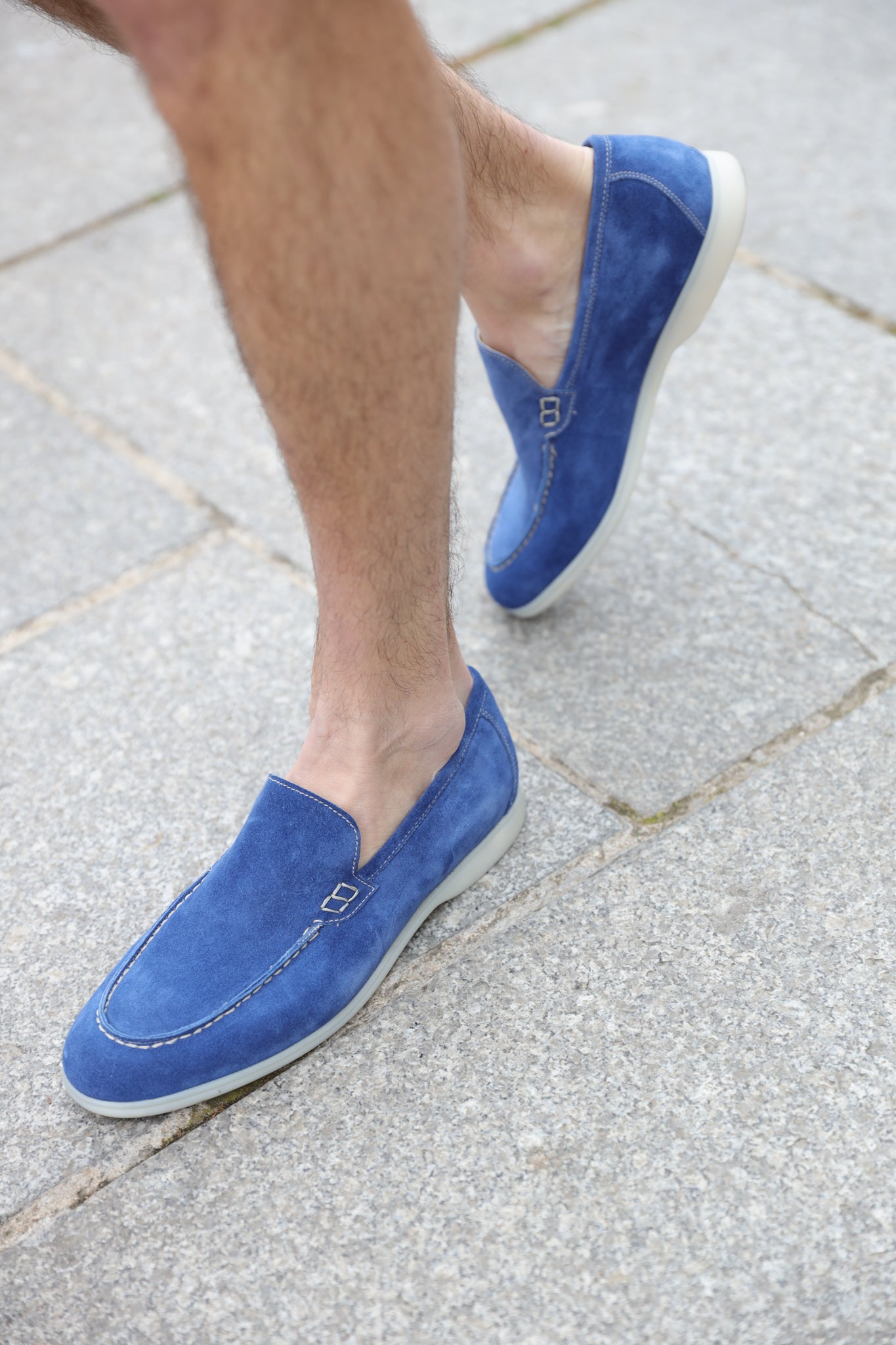 Mocassin Lauren en veau velours - Indigo-CHAUSSURES HOMME-Curling-Paris
