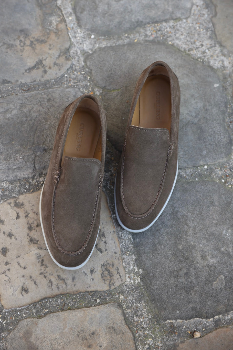 Mocassin Lauren en veau velours - Taupe-CHAUSSURES HOMME-Curling-Paris