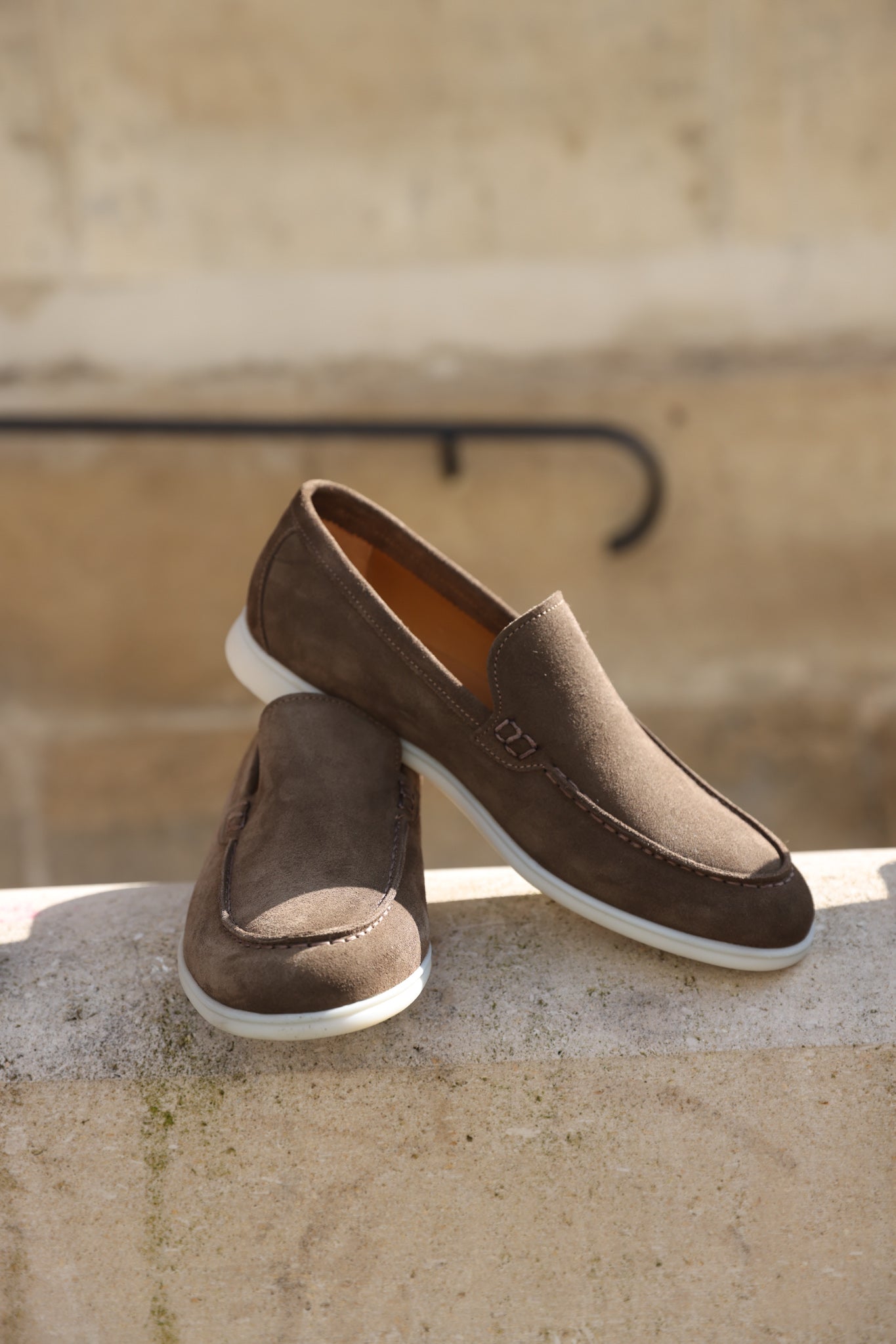 Mocassin Lauren en veau velours - Taupe-CHAUSSURES HOMME-Curling-Paris