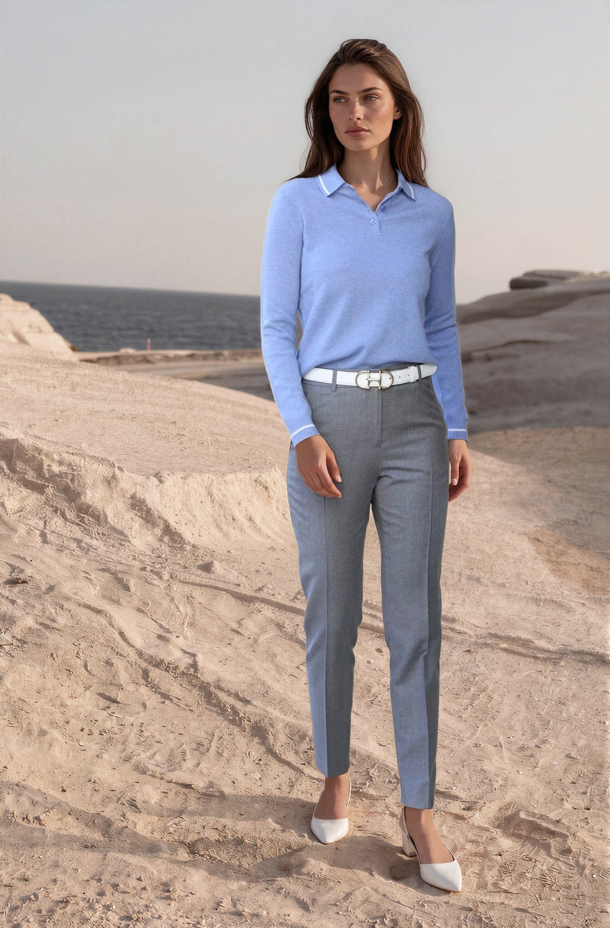 Pantalon Eliot en flanelle 100% laine vierge - Gris clair-PANTALON FEMME-Curling-Paris