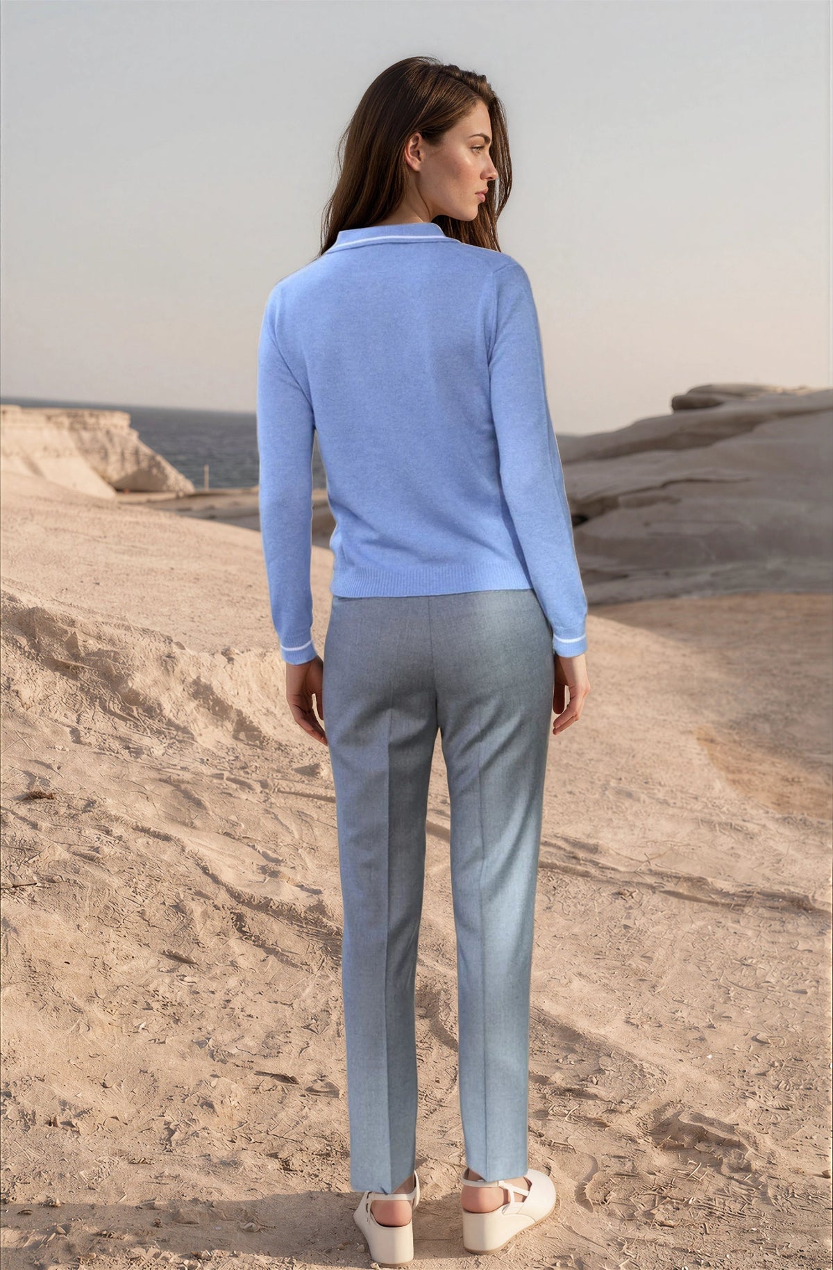 Pantalon Eliot en flanelle 100% laine vierge - Gris clair-PANTALON FEMME-Curling-Paris
