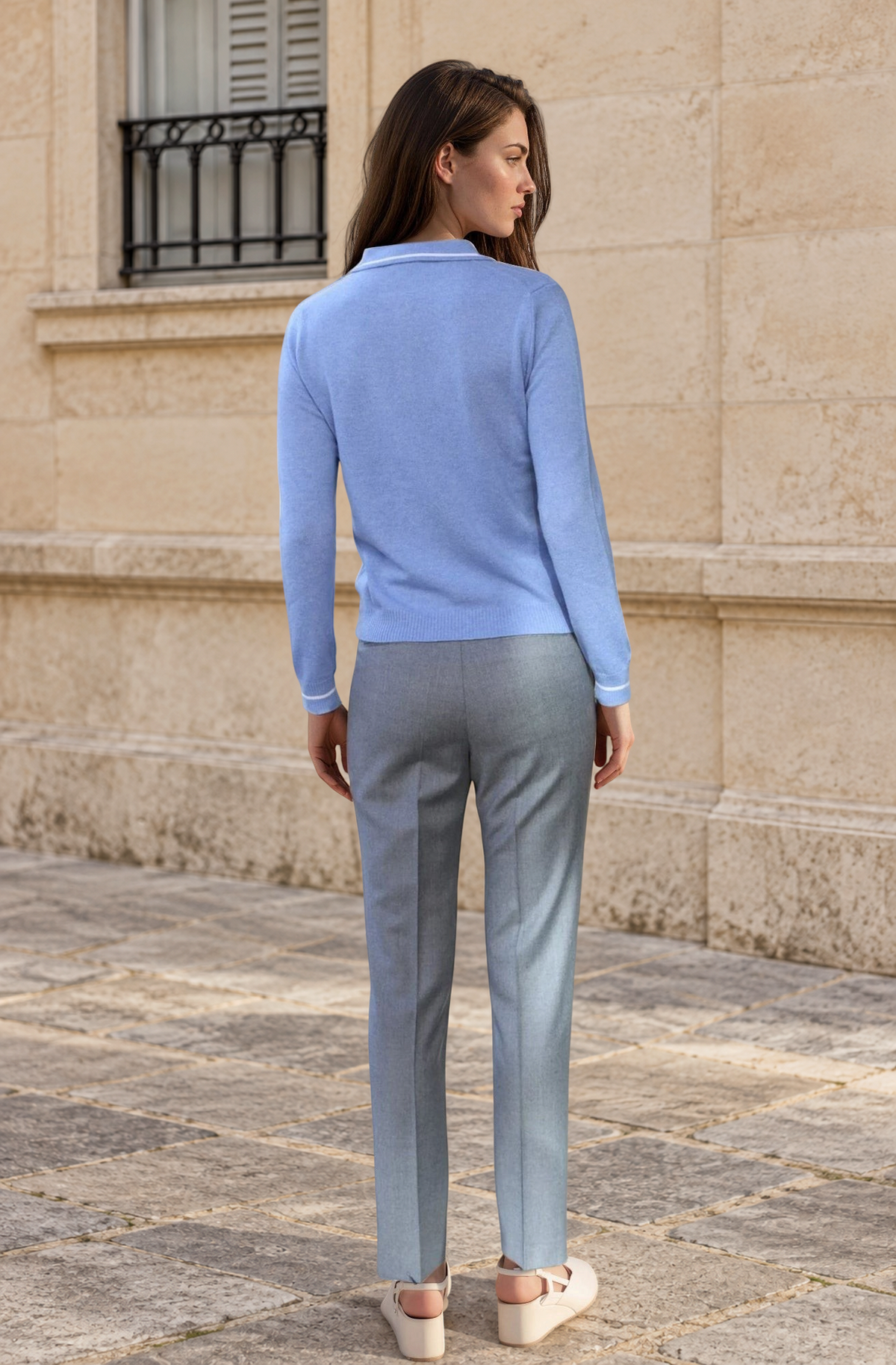 Pantalon Eliot en flanelle 100% laine vierge - Gris clair-PANTALON FEMME-Curling-Paris