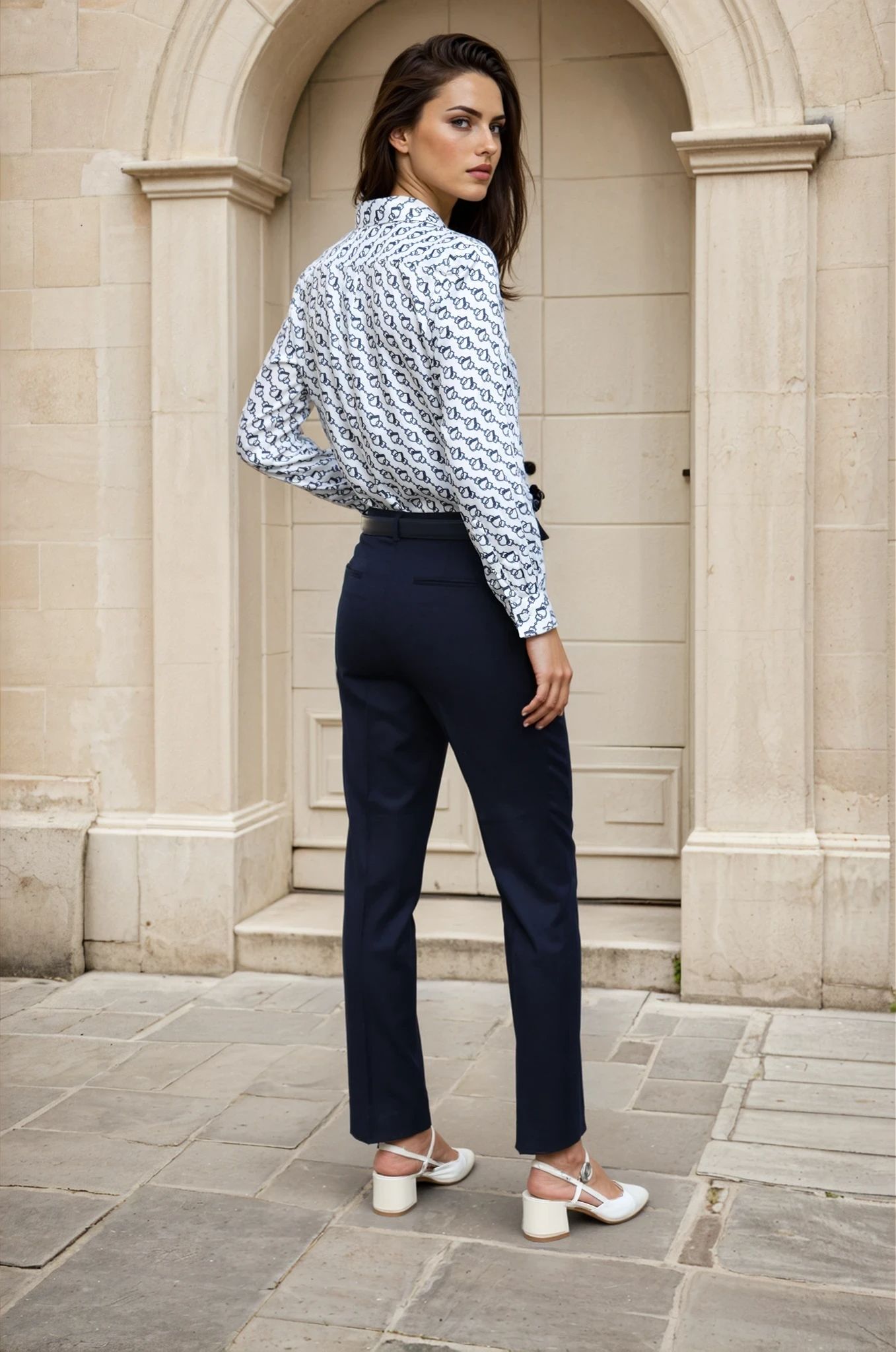 Pantalon Eliot en flanelle 100% laine vierge - Marine-PANTALON FEMME-Curling-Paris