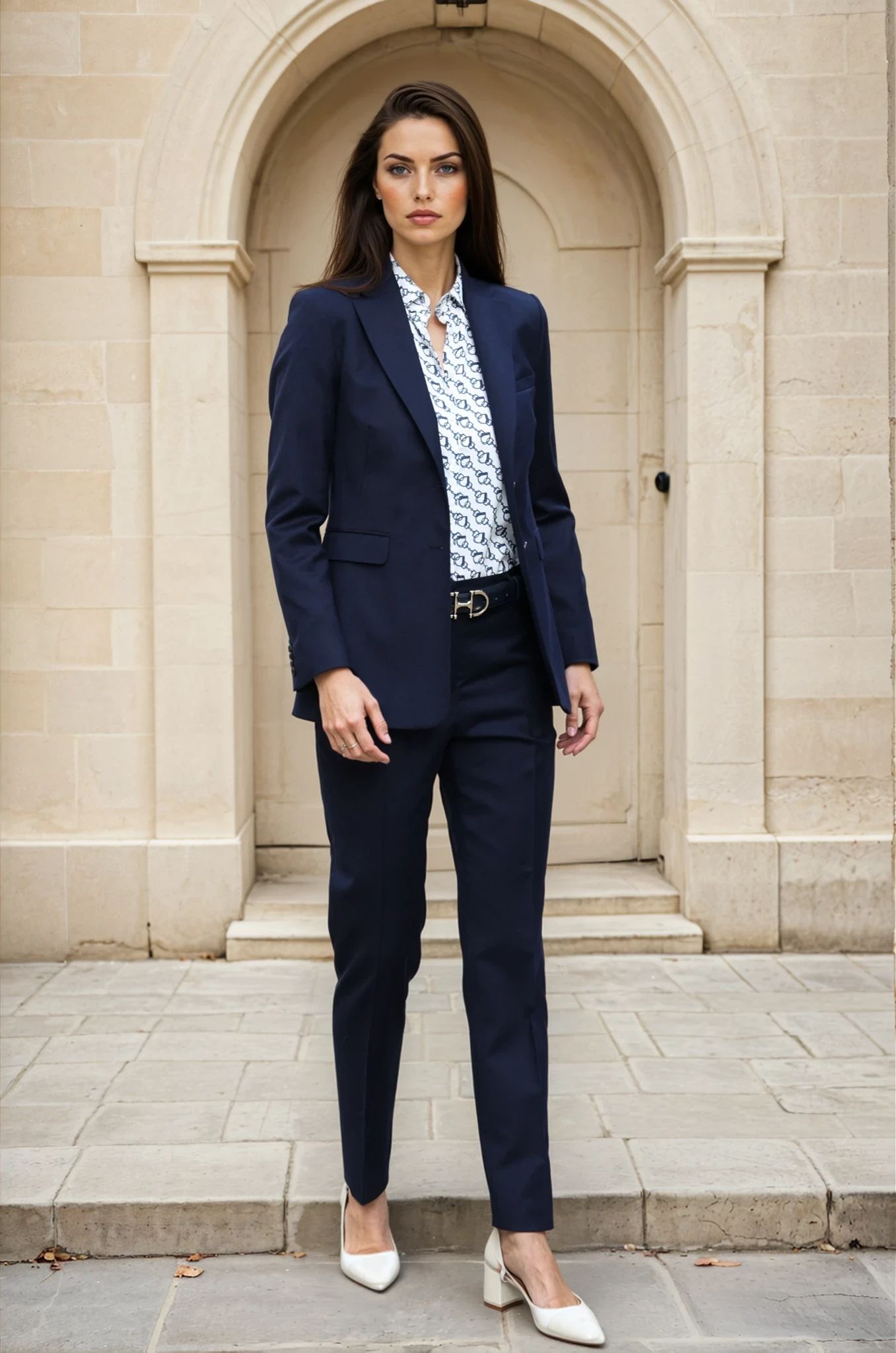 Pantalon Eliot en flanelle 100% laine vierge - Marine-PANTALON FEMME-Curling-Paris