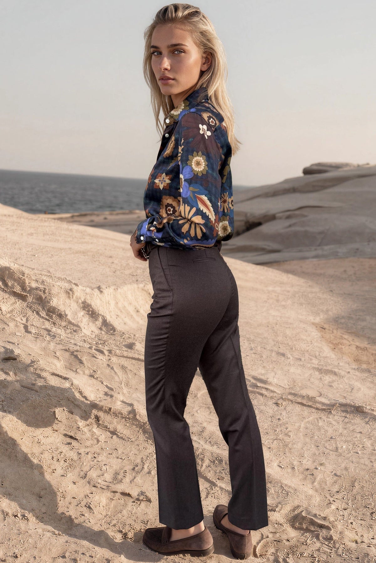Pantalon Eliot en flanelle de laine vierge Angelico - Marron-PANTALON FEMME-Curling-Paris