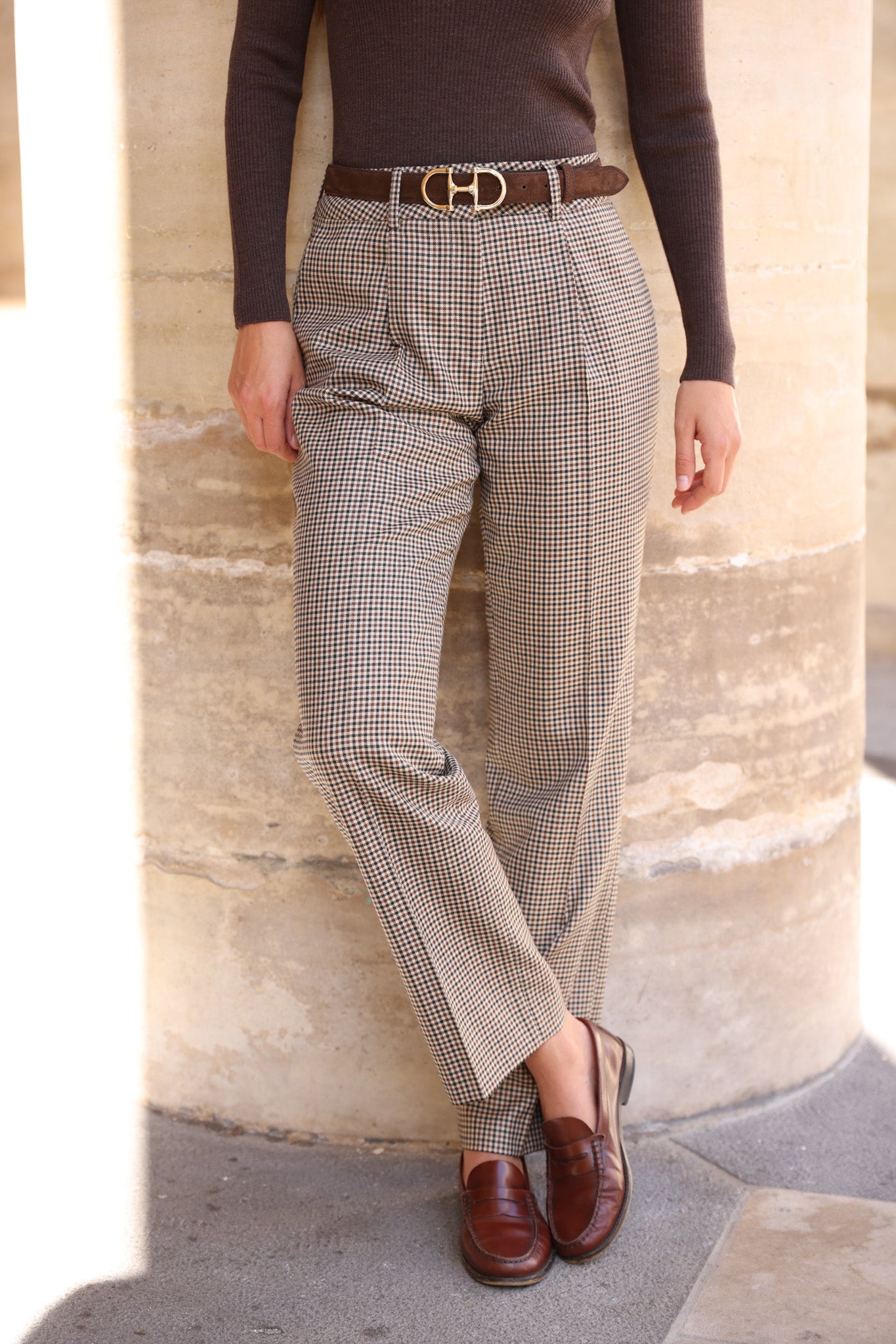 Pantalon Gabriel en 100% laine peignée - Beige-PANTALON FEMME-Curling-Paris