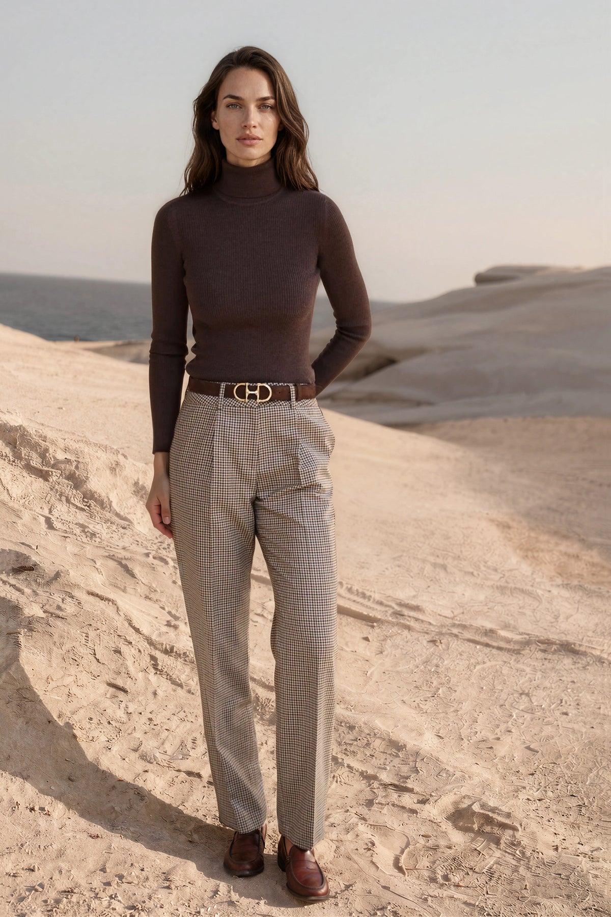 Pantalon Gabriel en 100% laine peignée - Beige-PANTALON FEMME-Curling-Paris